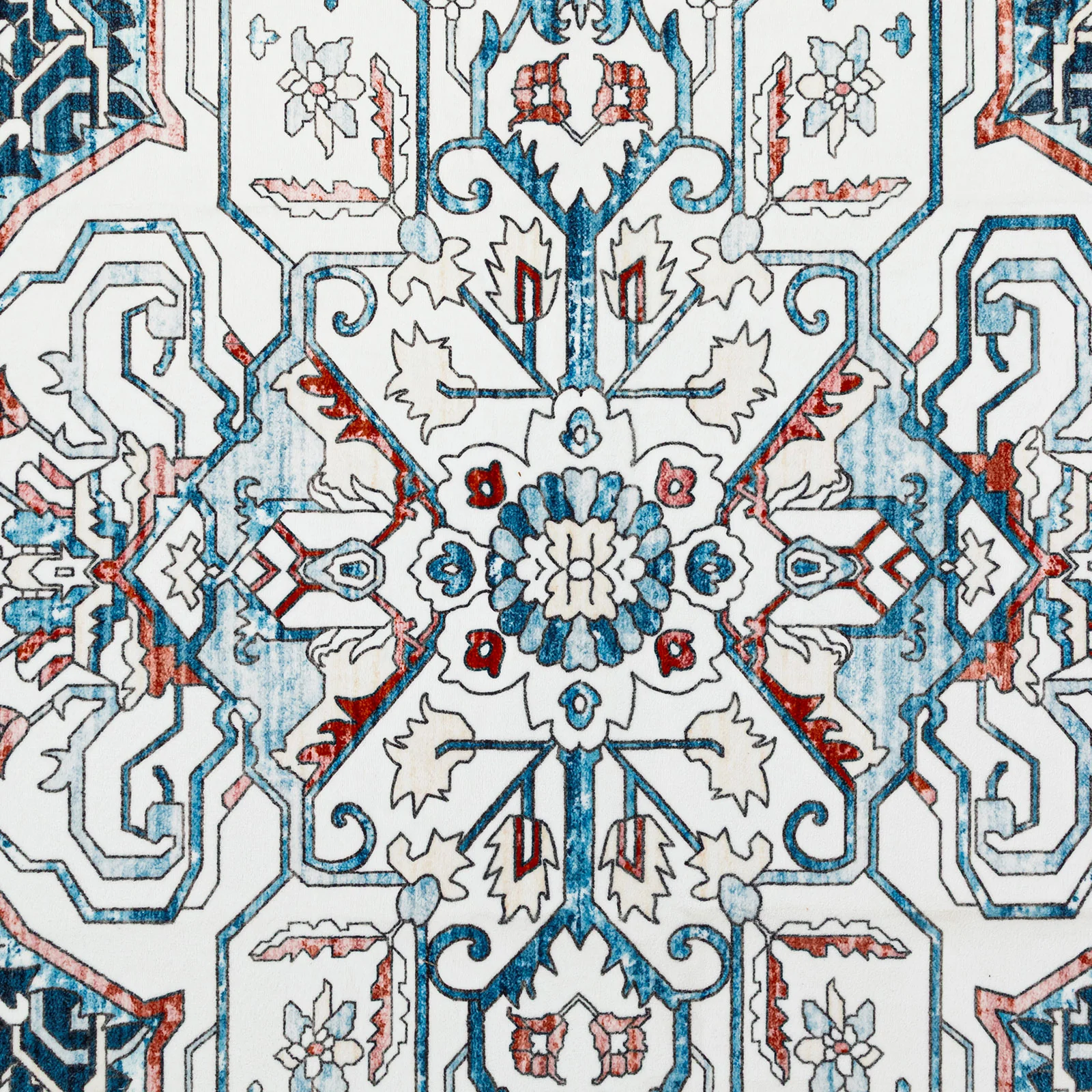 Last 9 Pcs Extra Large Floor Rug Indigo Beautiful Medallion Vintage Carpet Machine Washable Mat - Image 12