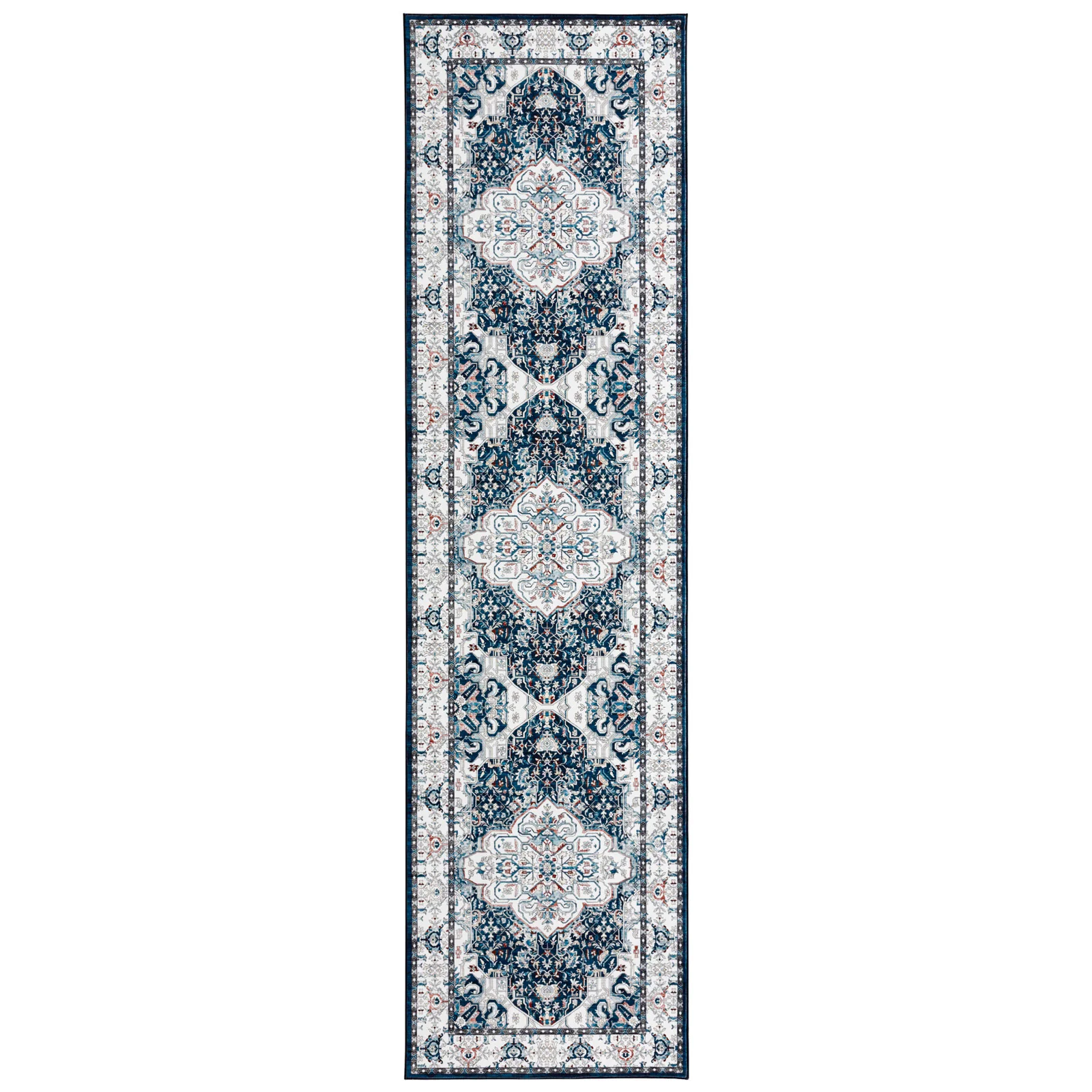 Last 9 Pcs Extra Large Floor Rug Indigo Beautiful Medallion Vintage Carpet Machine Washable Mat - Image 9