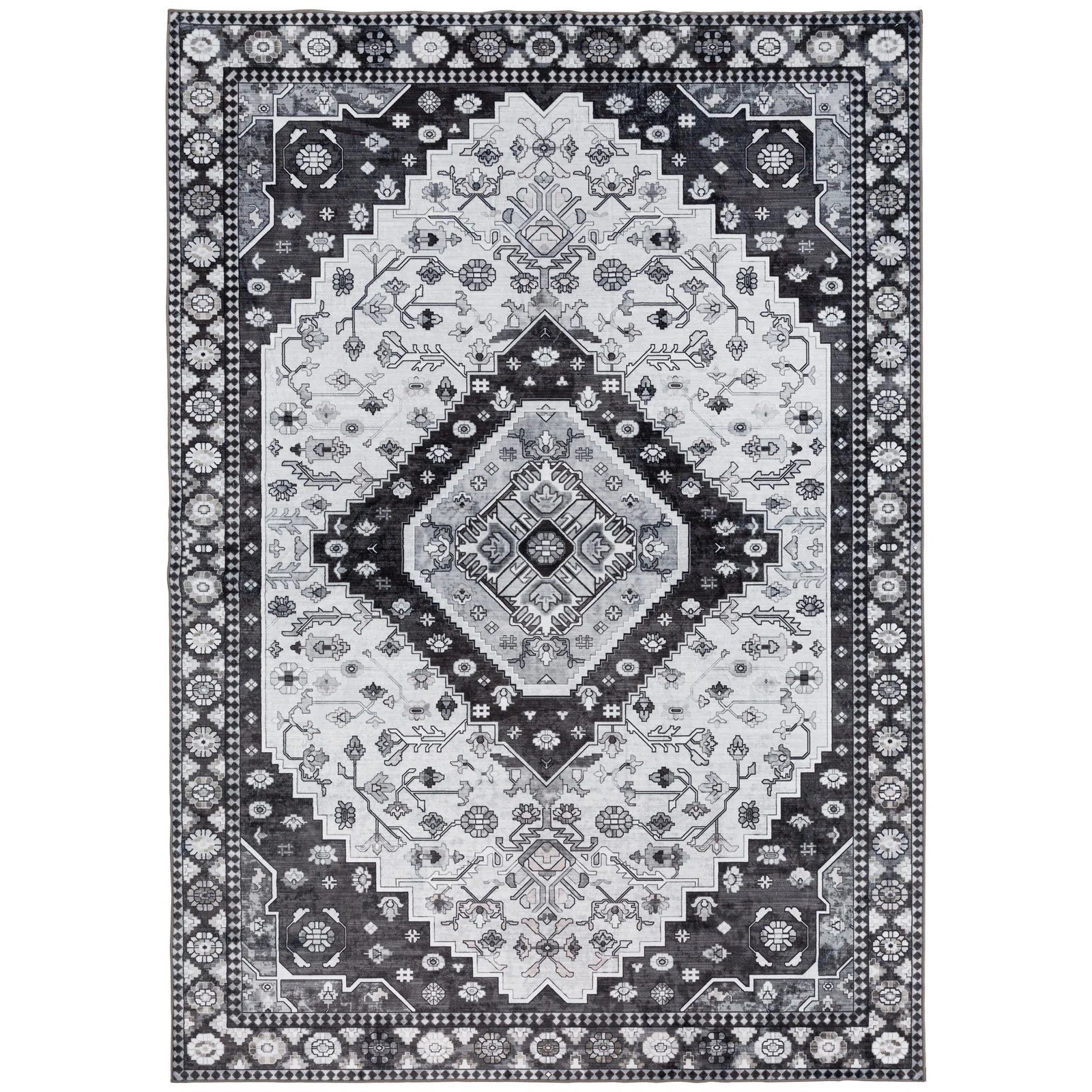 Extra Large Floor Rug Charcoal Black Soft Plush Scandinavian Machine Washable Geometric Carpet - Image 11
