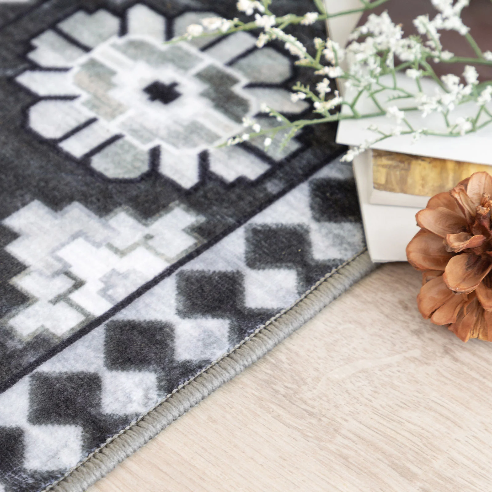 Extra Large Floor Rug Charcoal Black Soft Plush Scandinavian Machine Washable Geometric Carpet - Image 16