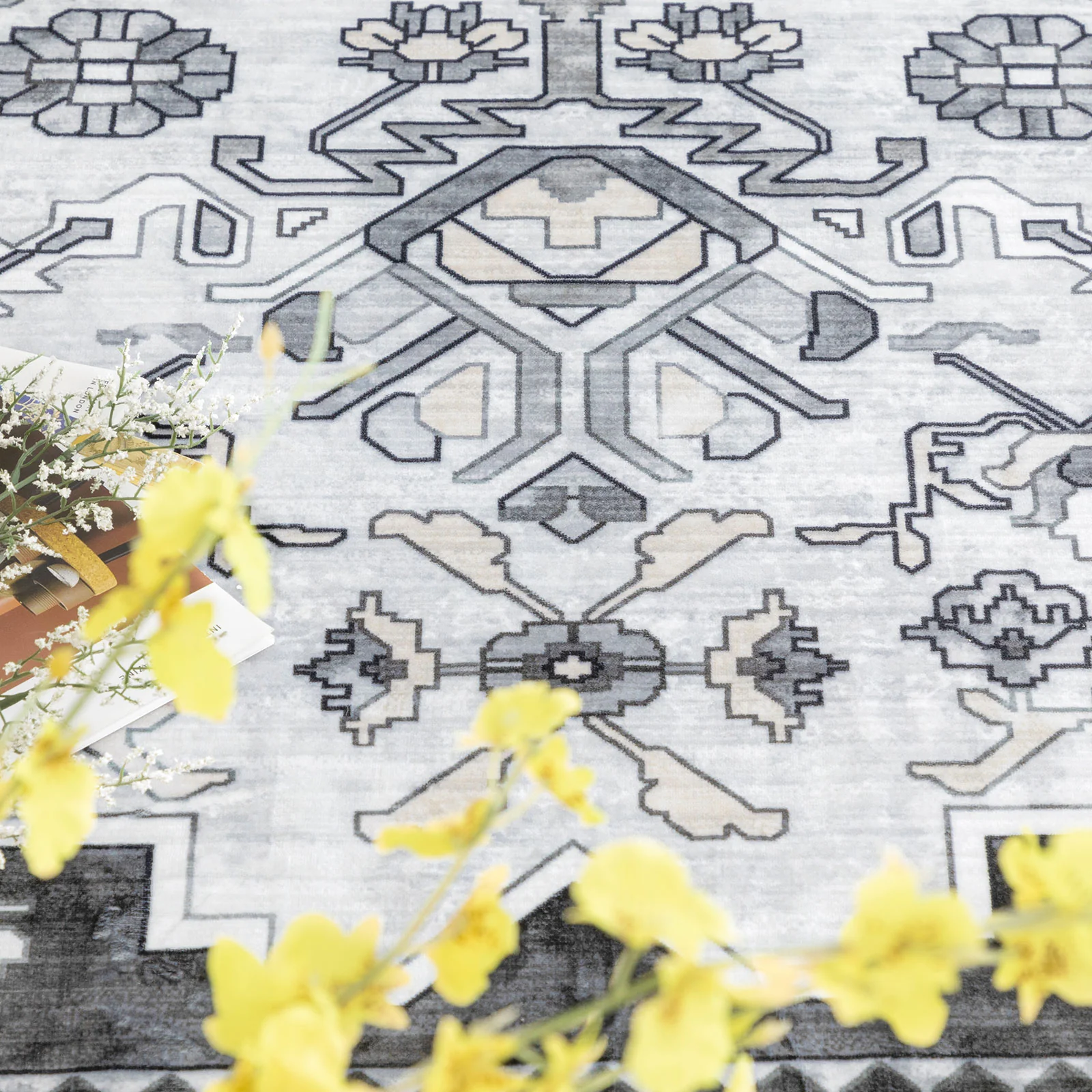 Extra Large Floor Rug Charcoal Black Soft Plush Scandinavian Machine Washable Geometric Carpet - Image 18