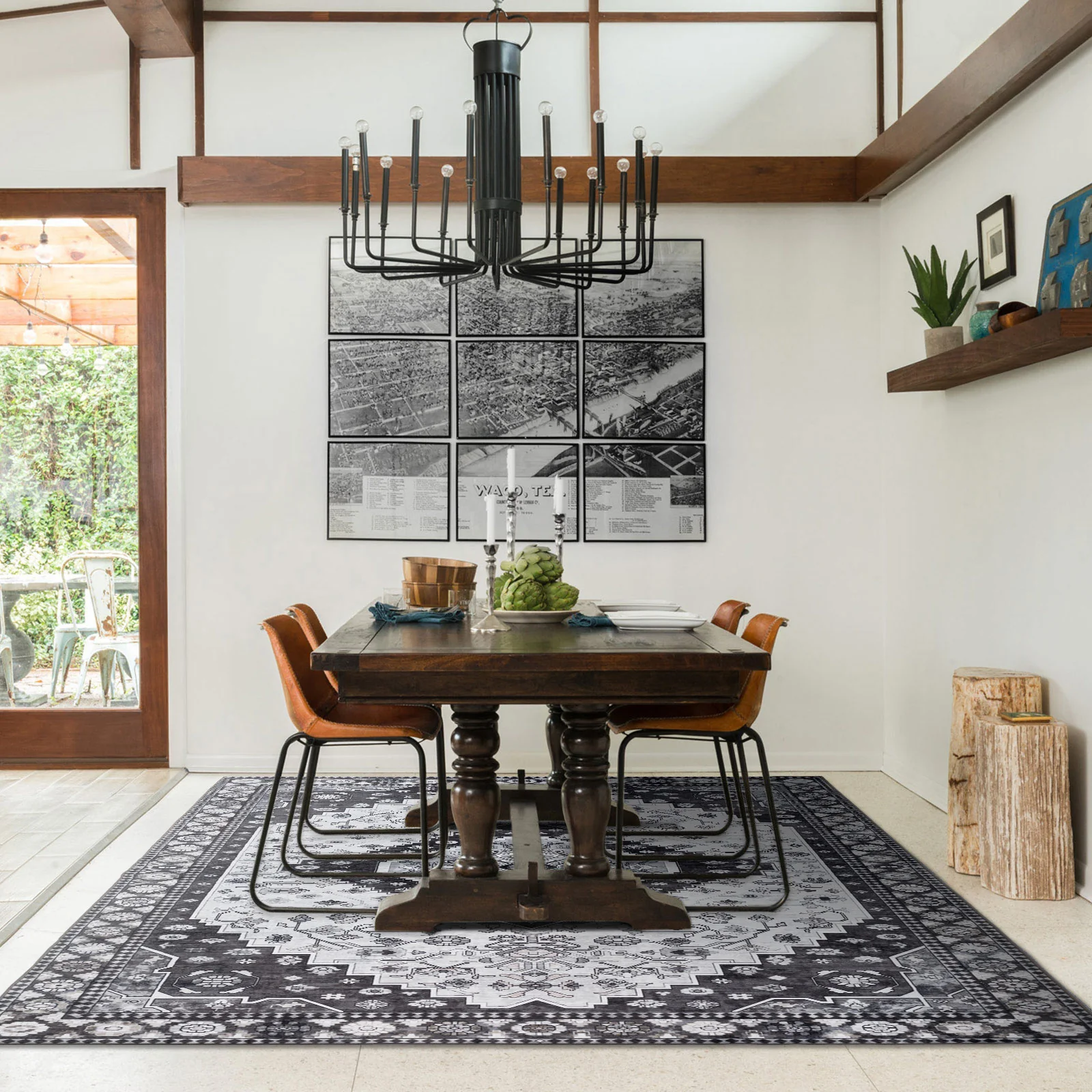 Extra Large Floor Rug Charcoal Black Soft Plush Scandinavian Machine Washable Geometric Carpet - Image 8