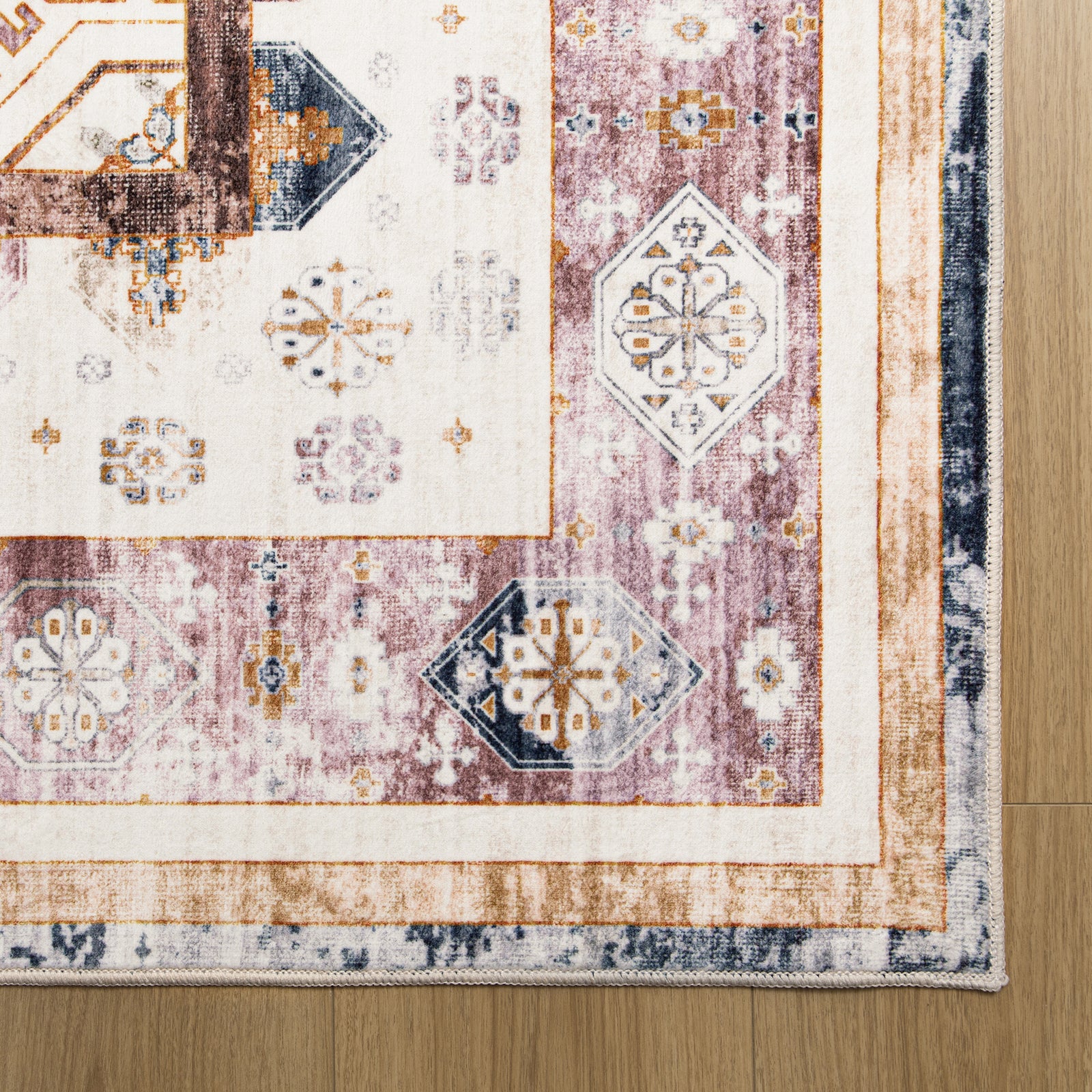 Extra Large Area Rug Terracotta Diamond Subtle Kilim Carpet Machine Washable Mat - Image 14