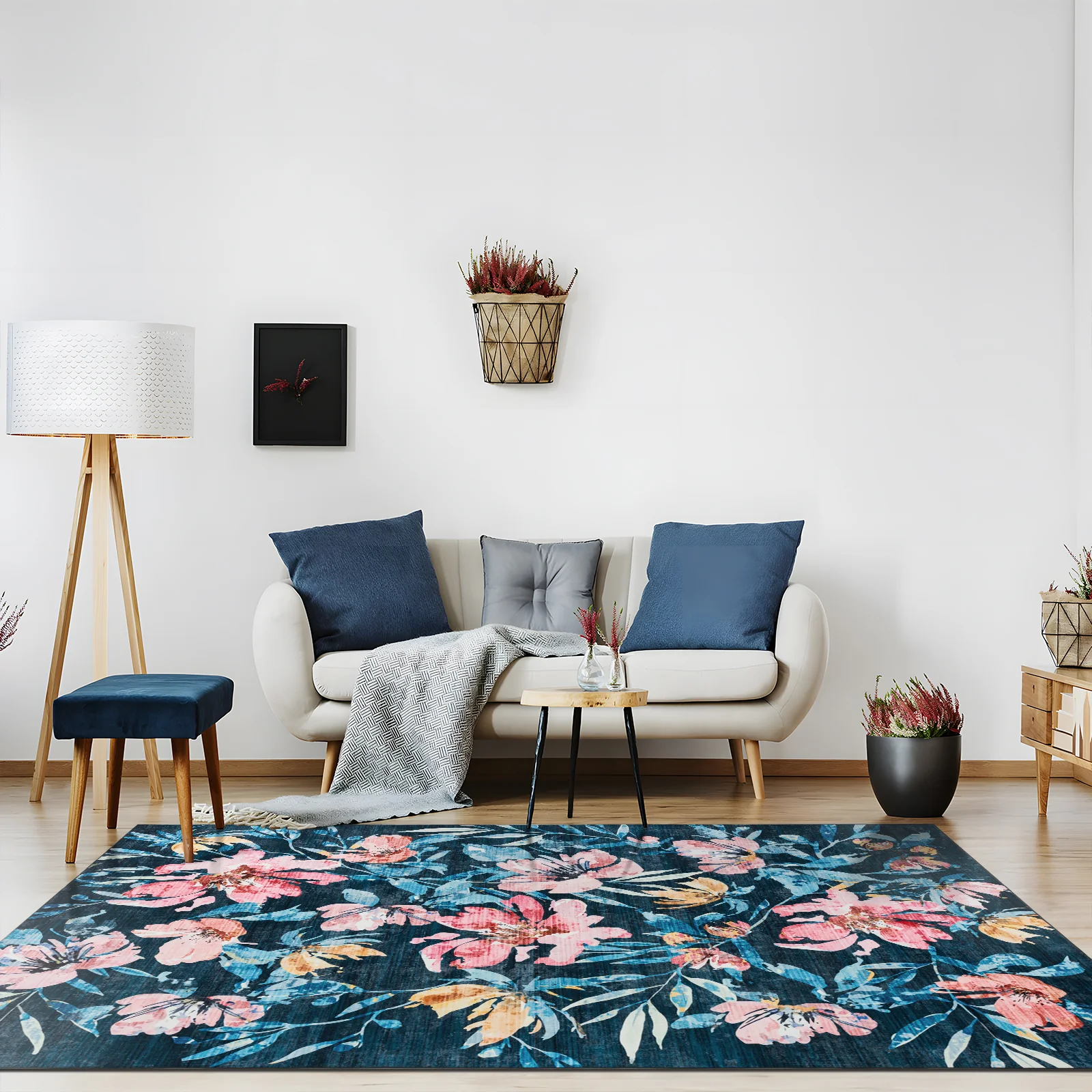 Extra Large Rug Blue Romance Elegant Tropical Modern Lounges Carpet Machine Washable Mat - Image 3