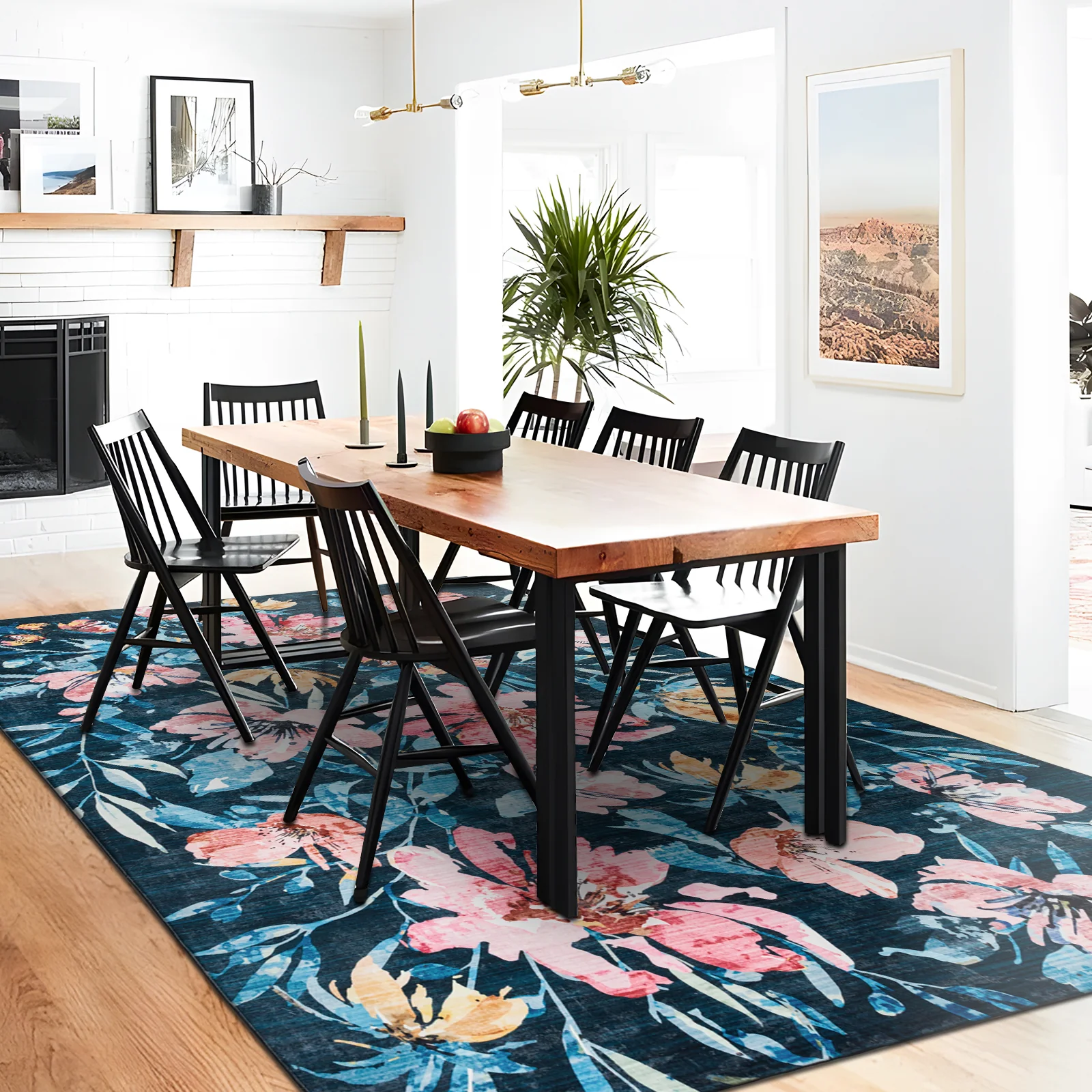 Extra Large Rug Blue Romance Elegant Tropical Modern Lounges Carpet Machine Washable Mat - Image 6