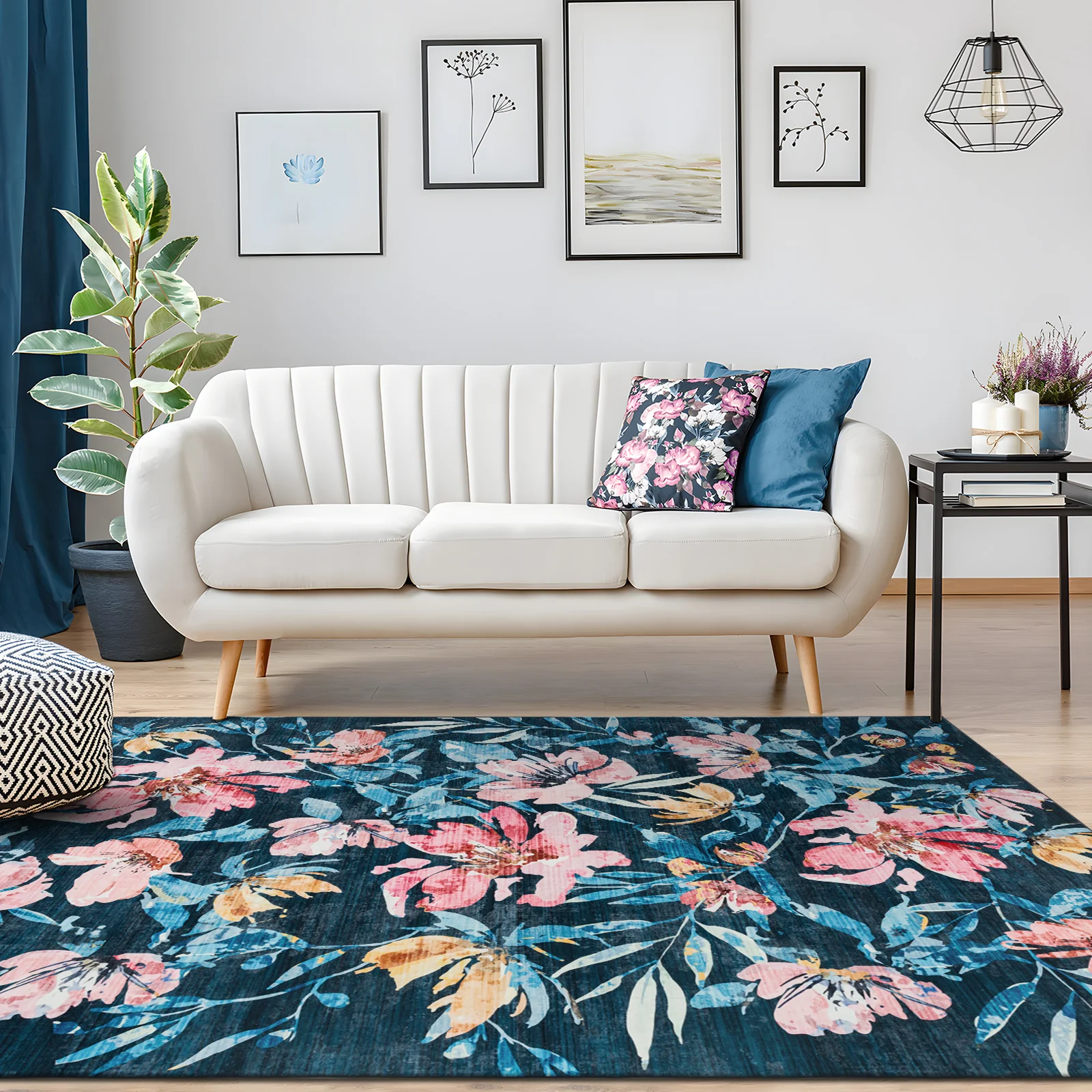 Extra Large Rug Blue Romance Elegant Tropical Modern Lounges Carpet Machine Washable Mat - Image 7