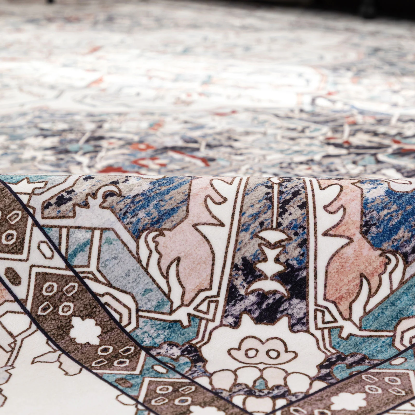 Extra Large Floor Rug Muted Brown Medallion Retro Vintage Carpet Machine Washable Rugs - Image 11