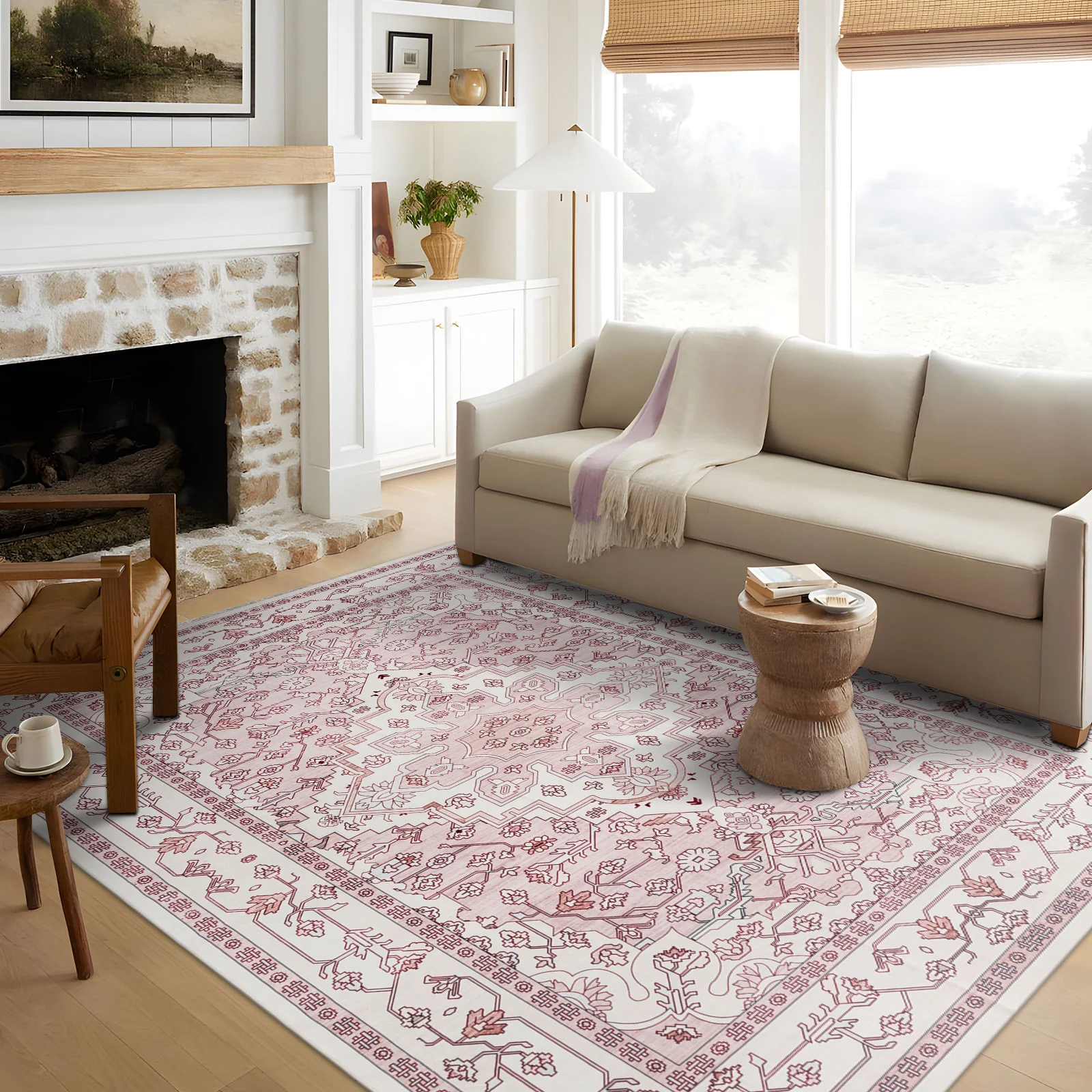 Last 9 Pcs Extra Large Rug Pastel Pink Retro Lounges Carpet Beautiful Soft Plush Runner Machine Washable Mat - Image 10