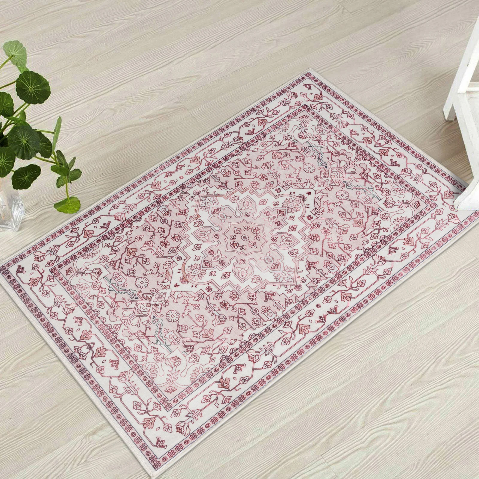 Last 9 Pcs Extra Large Rug Pastel Pink Retro Lounges Carpet Beautiful Soft Plush Runner Machine Washable Mat - Image 6