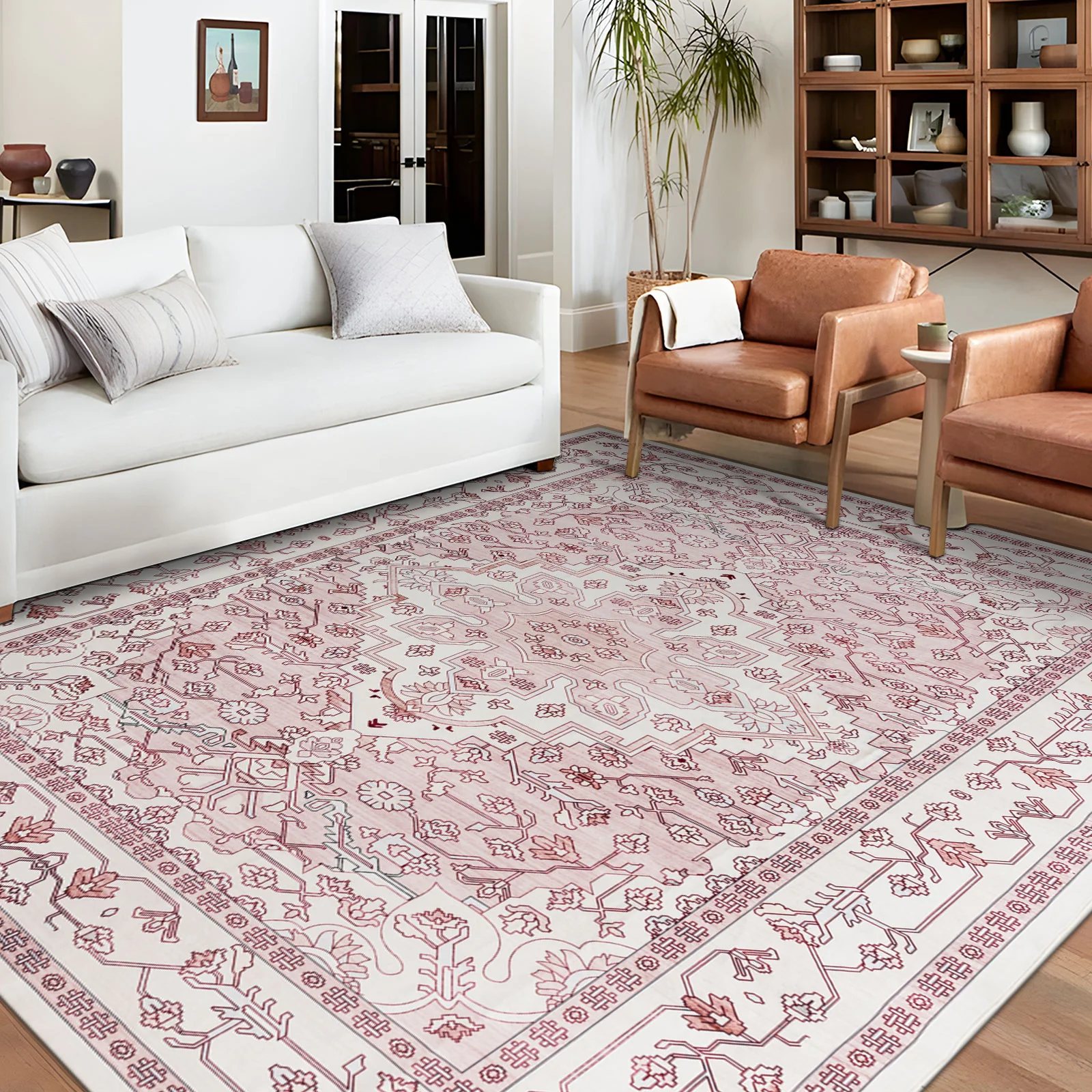 Last 9 Pcs Extra Large Rug Pastel Pink Retro Lounges Carpet Beautiful Soft Plush Runner Machine Washable Mat - Image 9