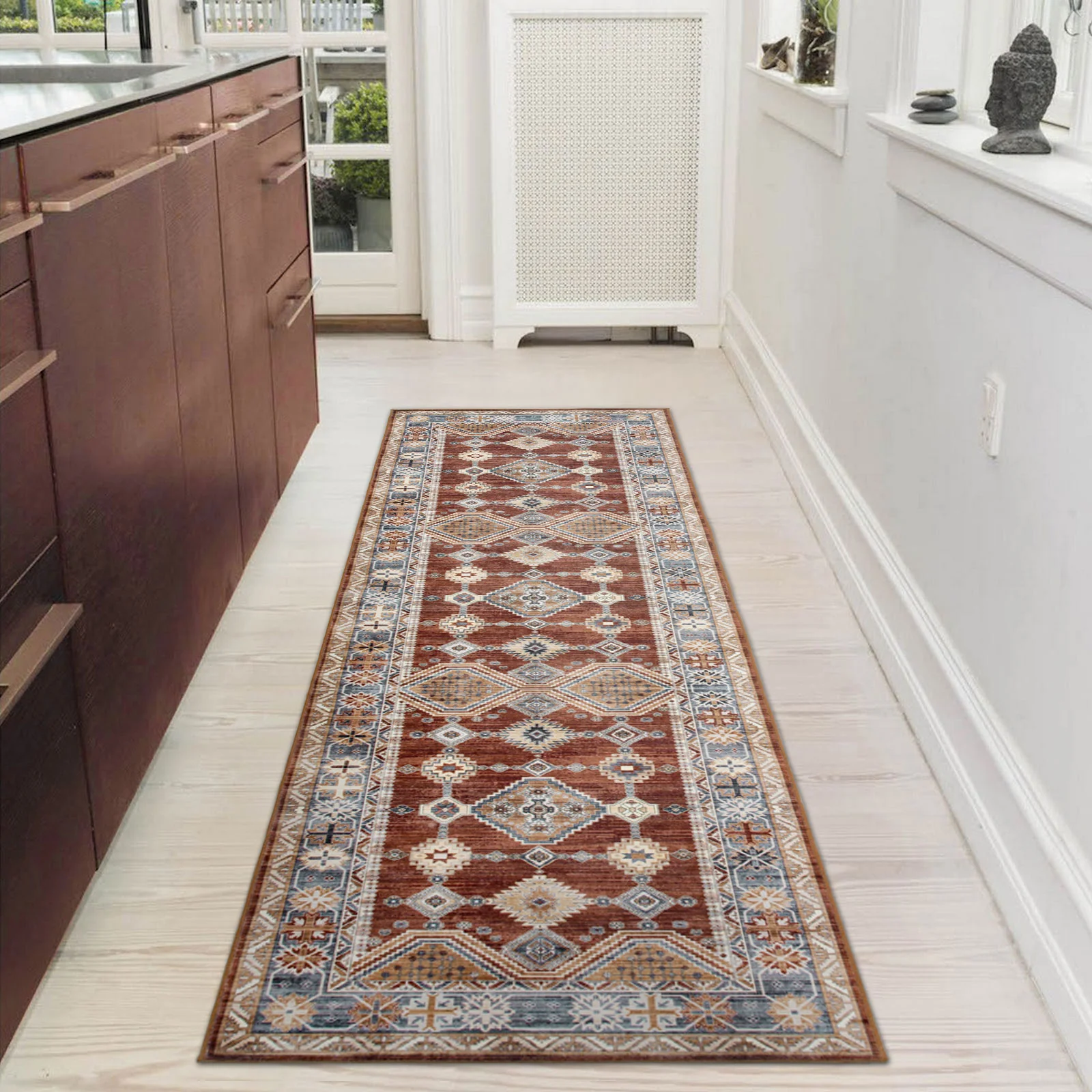 Extra Large Floor Rug Rust Red Ivory Beautiful Plush Lounges Traditional Carpet Shaggy Hallway Runner Machine Washable - Image 16