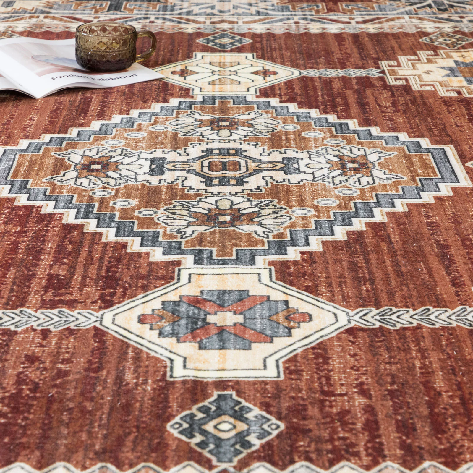 Extra Large Floor Rug Rust Red Ivory Beautiful Plush Lounges Traditional Carpet Shaggy Hallway Runner Machine Washable - Image 19