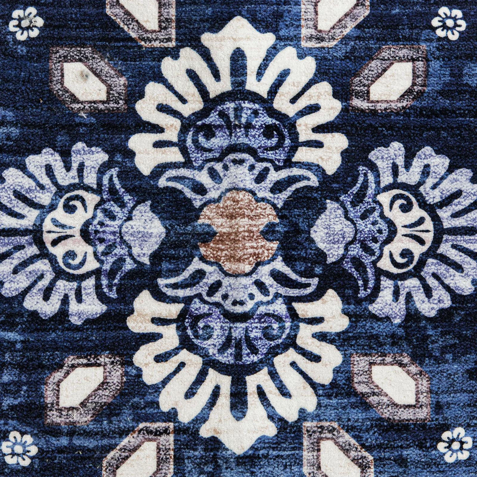 Extra Large Floor Rug Stunning Navy Blue Blooming Allover Plush Non Slip Traditional Retro Lounges Machine Washable Mat - Image 15