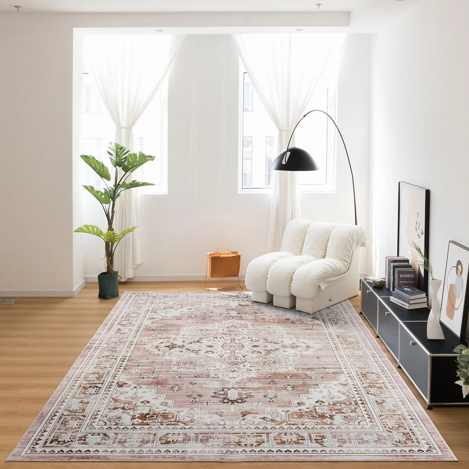Clearance Extra Large Area Rug Dusty Pink Plush Traditional Carpet Hall Runner Machine Washable - Image 11