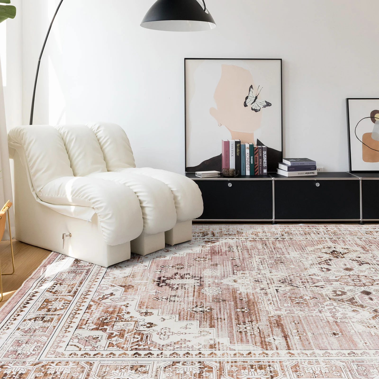 Clearance Extra Large Area Rug Dusty Pink Plush Traditional Carpet Hall Runner Machine Washable - Image 12