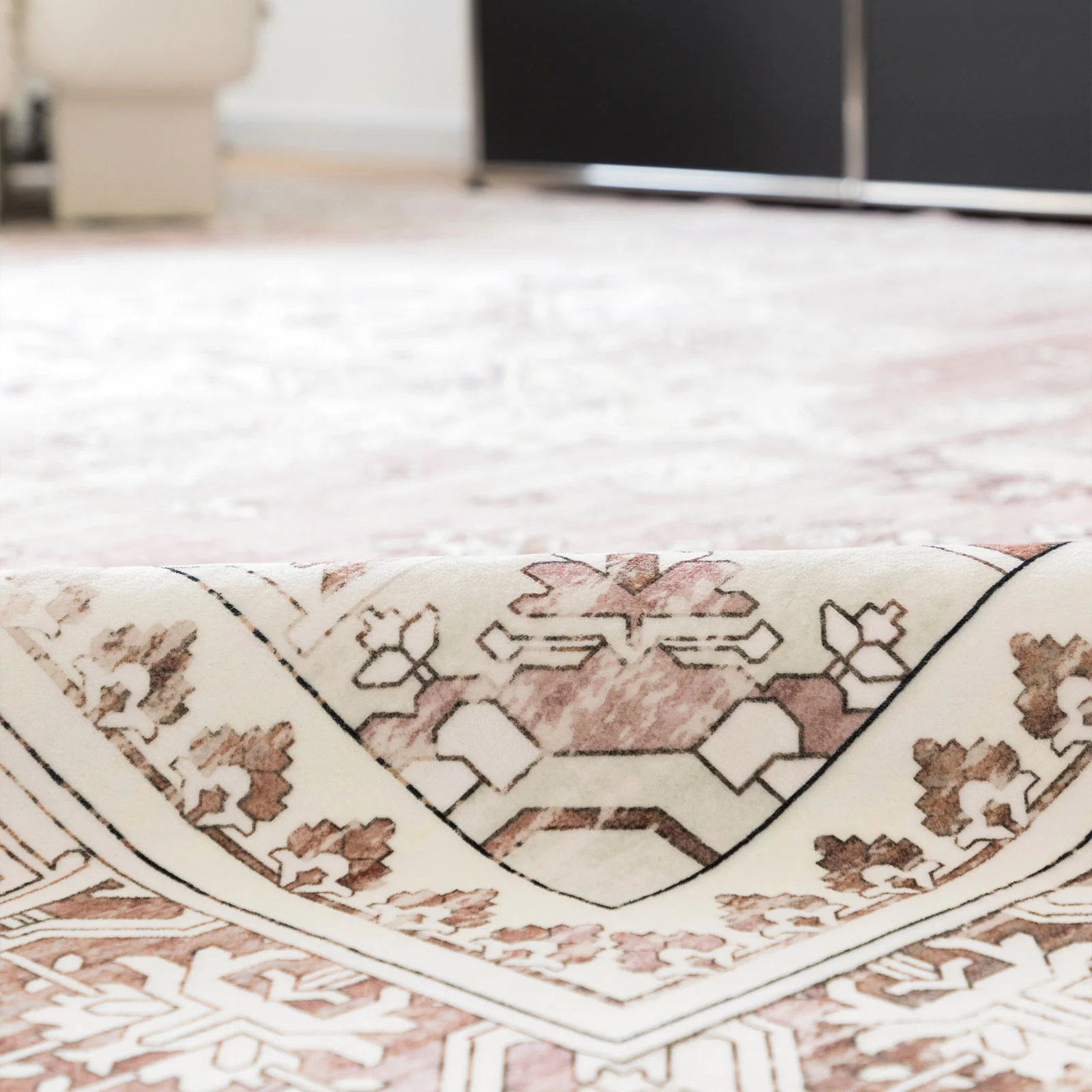 Clearance Extra Large Area Rug Dusty Pink Plush Traditional Carpet Hall Runner Machine Washable - Image 17