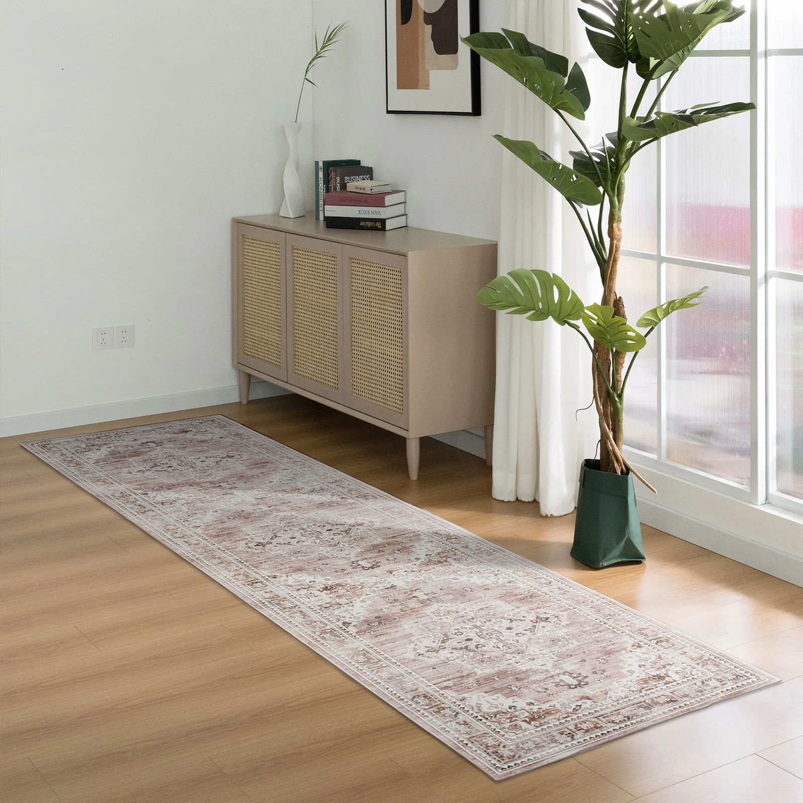 Clearance Extra Large Area Rug Dusty Pink Plush Traditional Carpet Hall Runner Machine Washable - Image 22