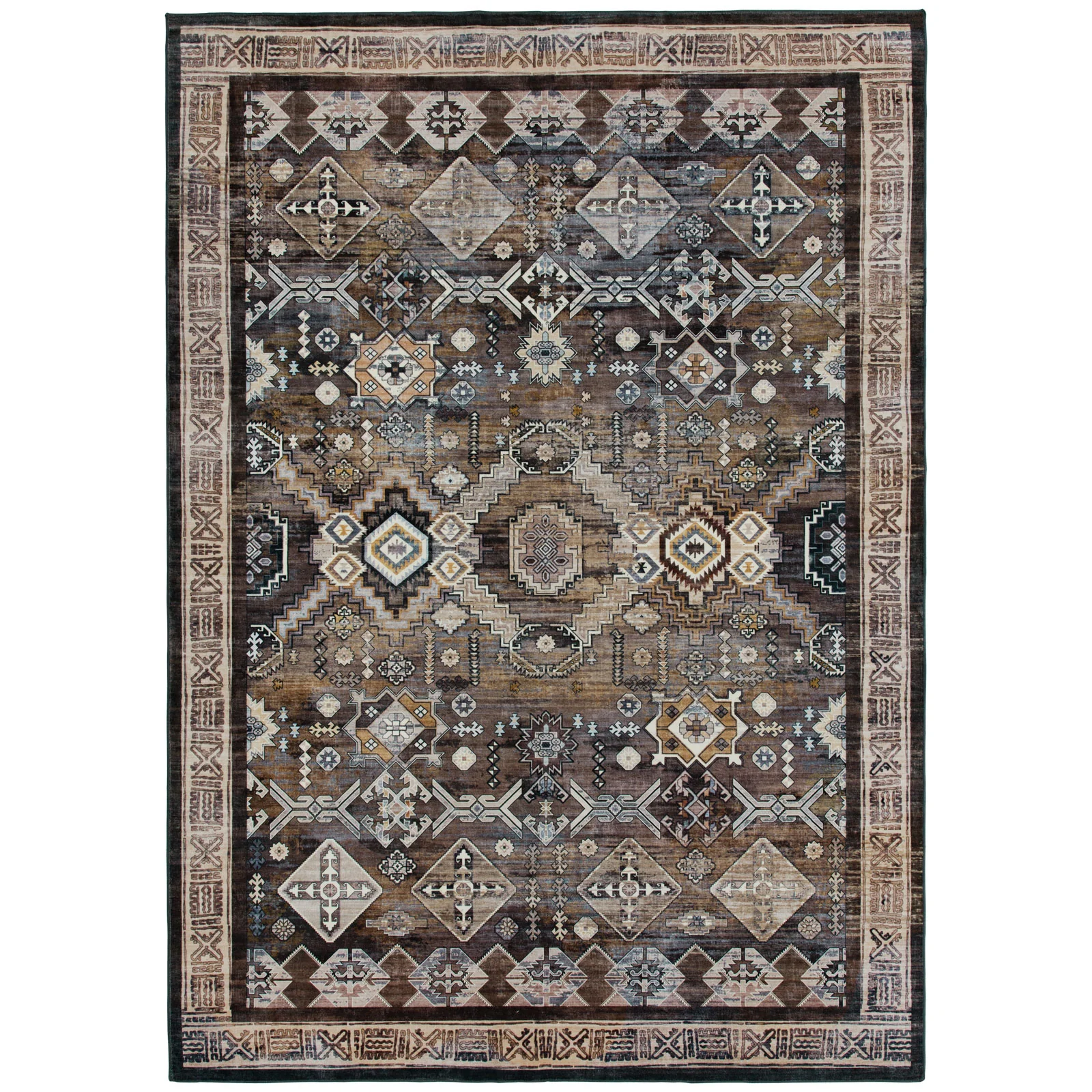 Clearance Extra Large Gold Brown Grey Beautiful Distressed Traditional Carpet Hall Runner Machine Washable - Image 11