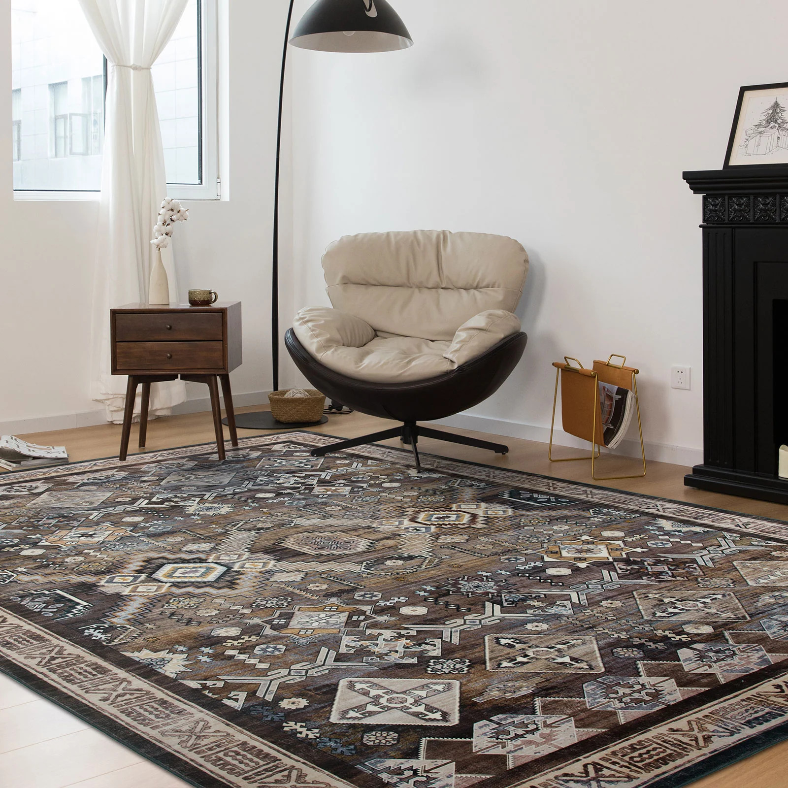 Clearance Extra Large Gold Brown Grey Beautiful Distressed Traditional Carpet Hall Runner Machine Washable - Image 20