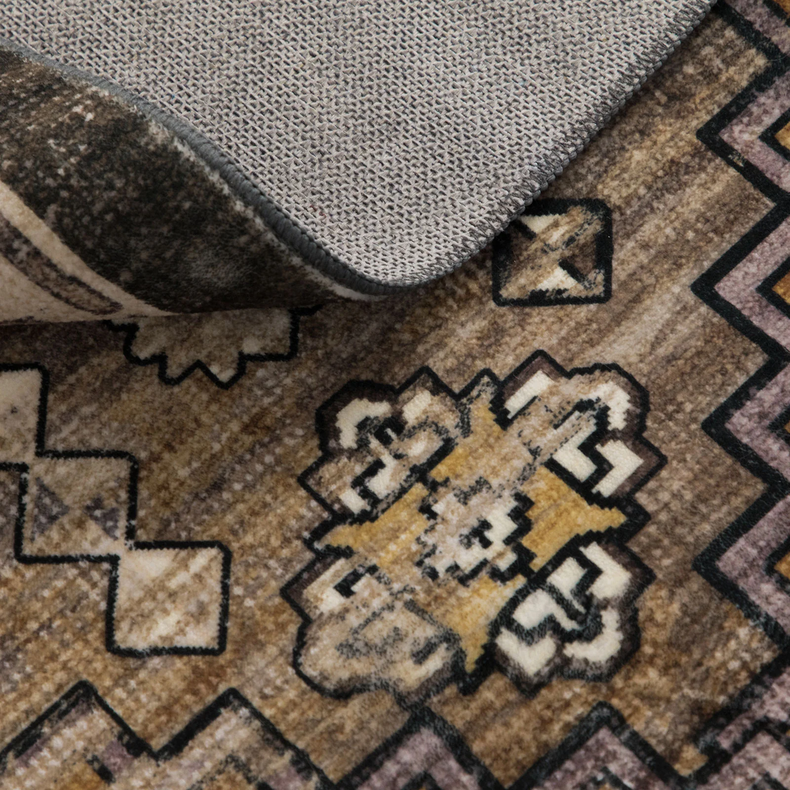 Clearance Extra Large Gold Brown Grey Beautiful Distressed Traditional Carpet Hall Runner Machine Washable - Image 23