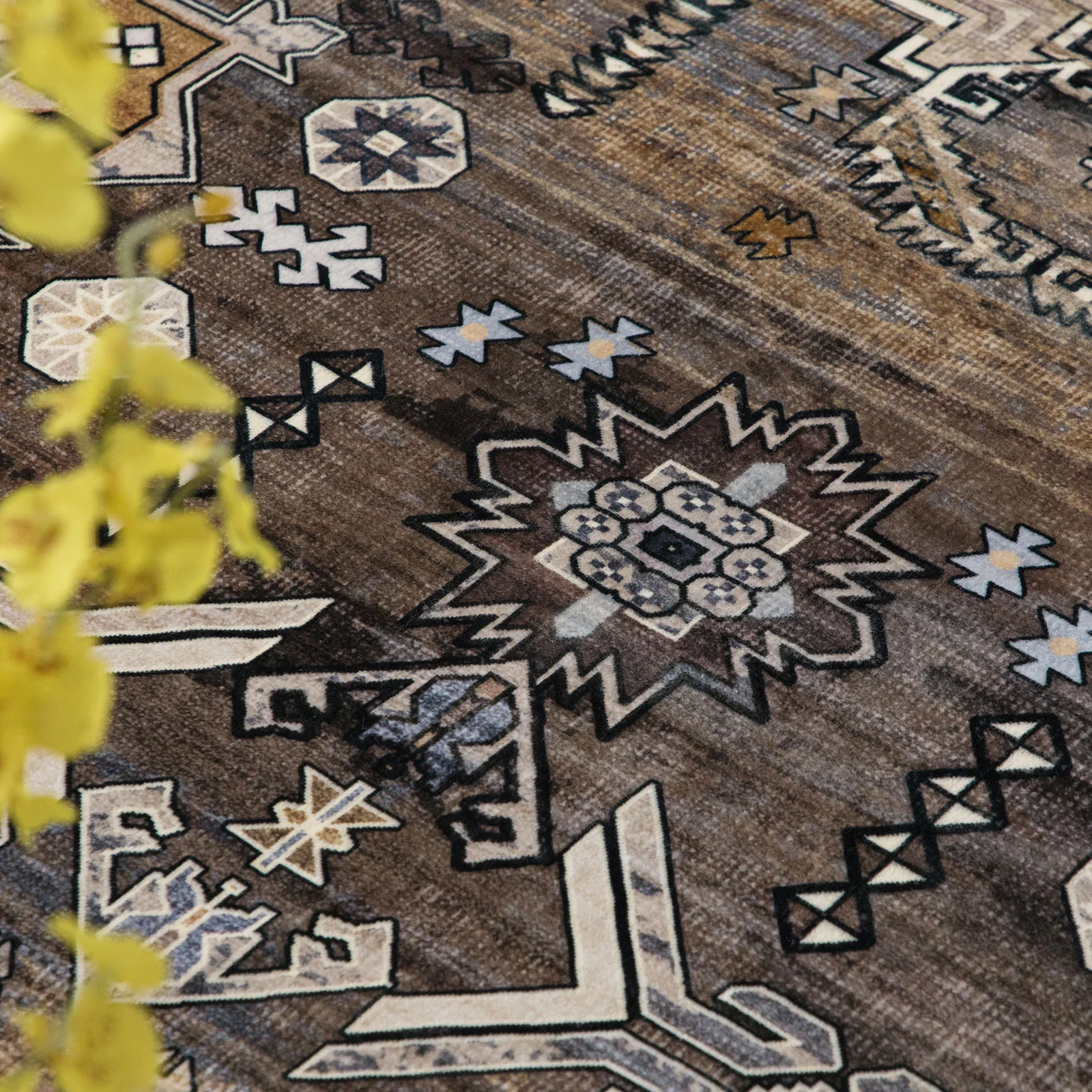 Clearance Extra Large Gold Brown Grey Beautiful Distressed Traditional Carpet Hall Runner Machine Washable - Image 24
