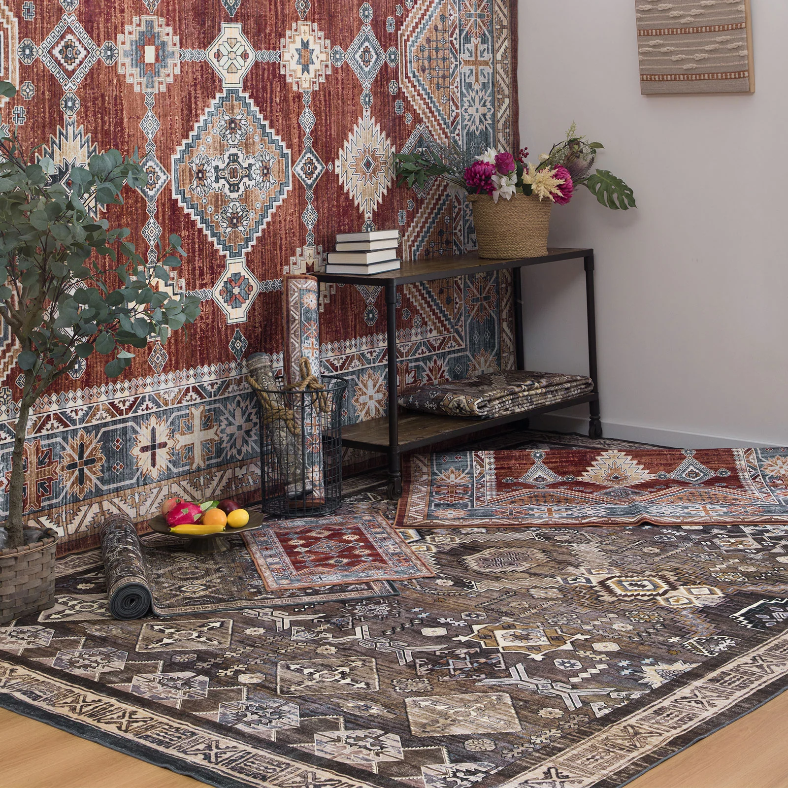 Clearance Extra Large Gold Brown Grey Beautiful Distressed Traditional Carpet Hall Runner Machine Washable - Image 28