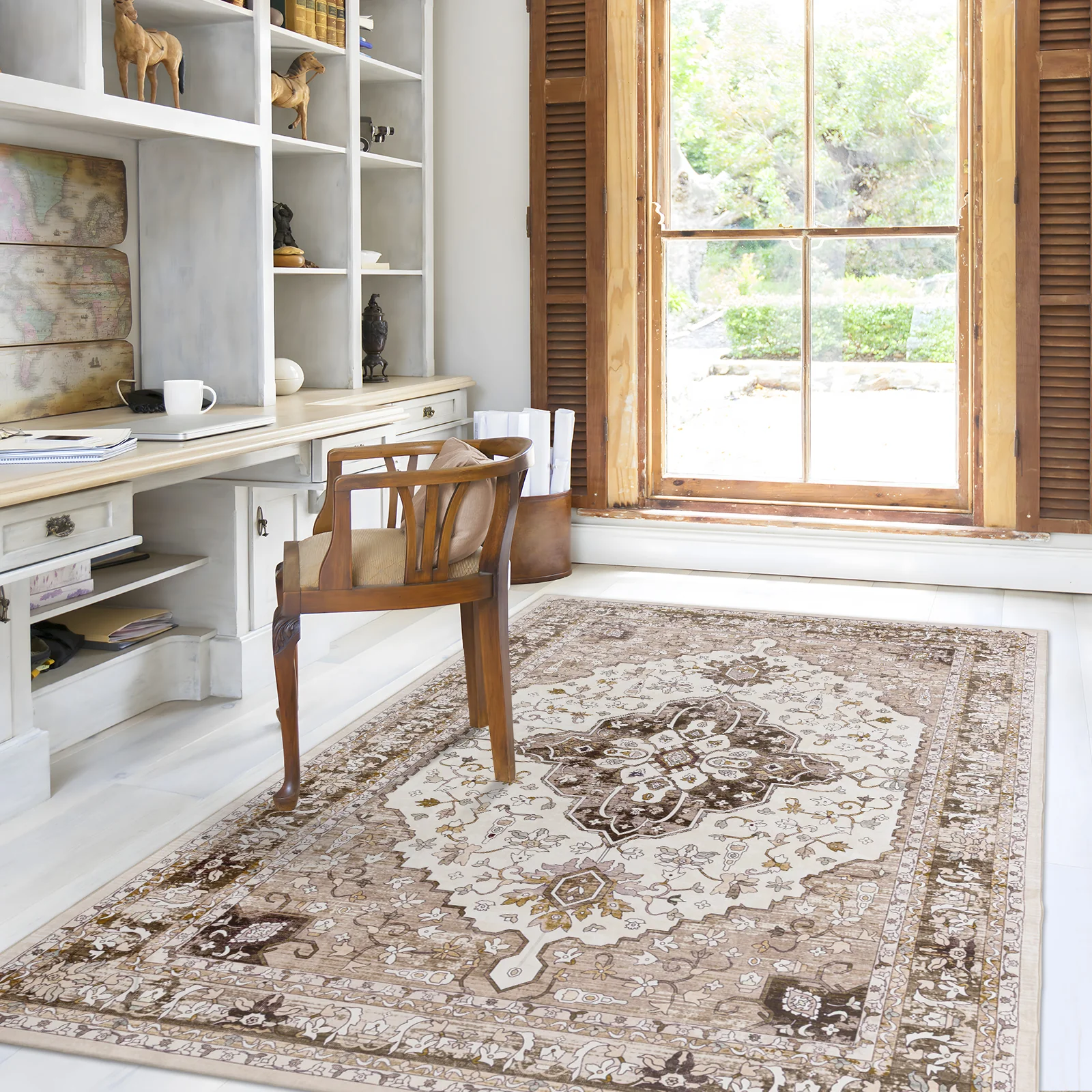 Clearance Extra Large Machine Washable Rug Camel Beige Soft Plush Traditional Carpet Non Slip Mat - Image 11