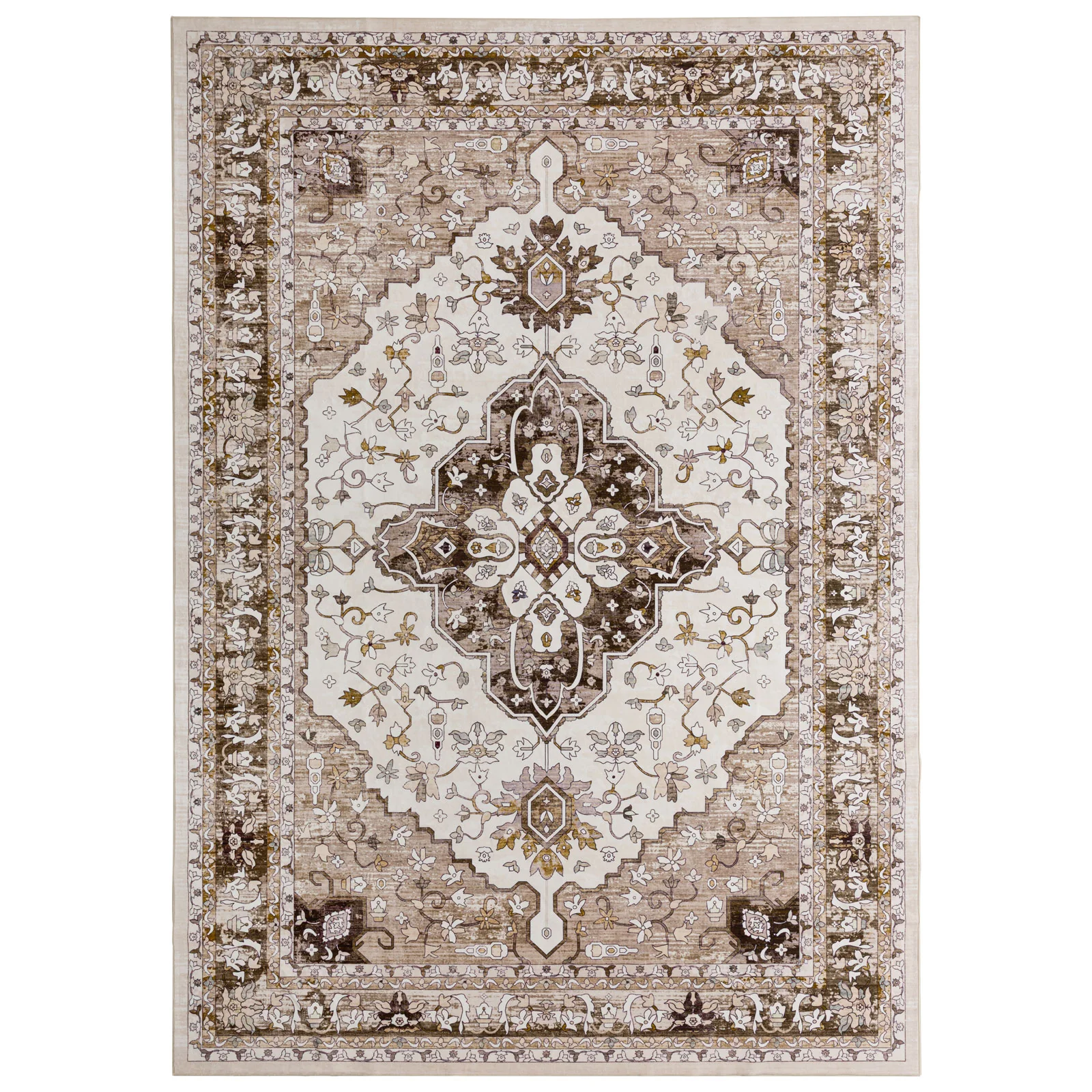 Clearance Extra Large Machine Washable Rug Camel Beige Soft Plush Traditional Carpet Non Slip Mat - Image 5