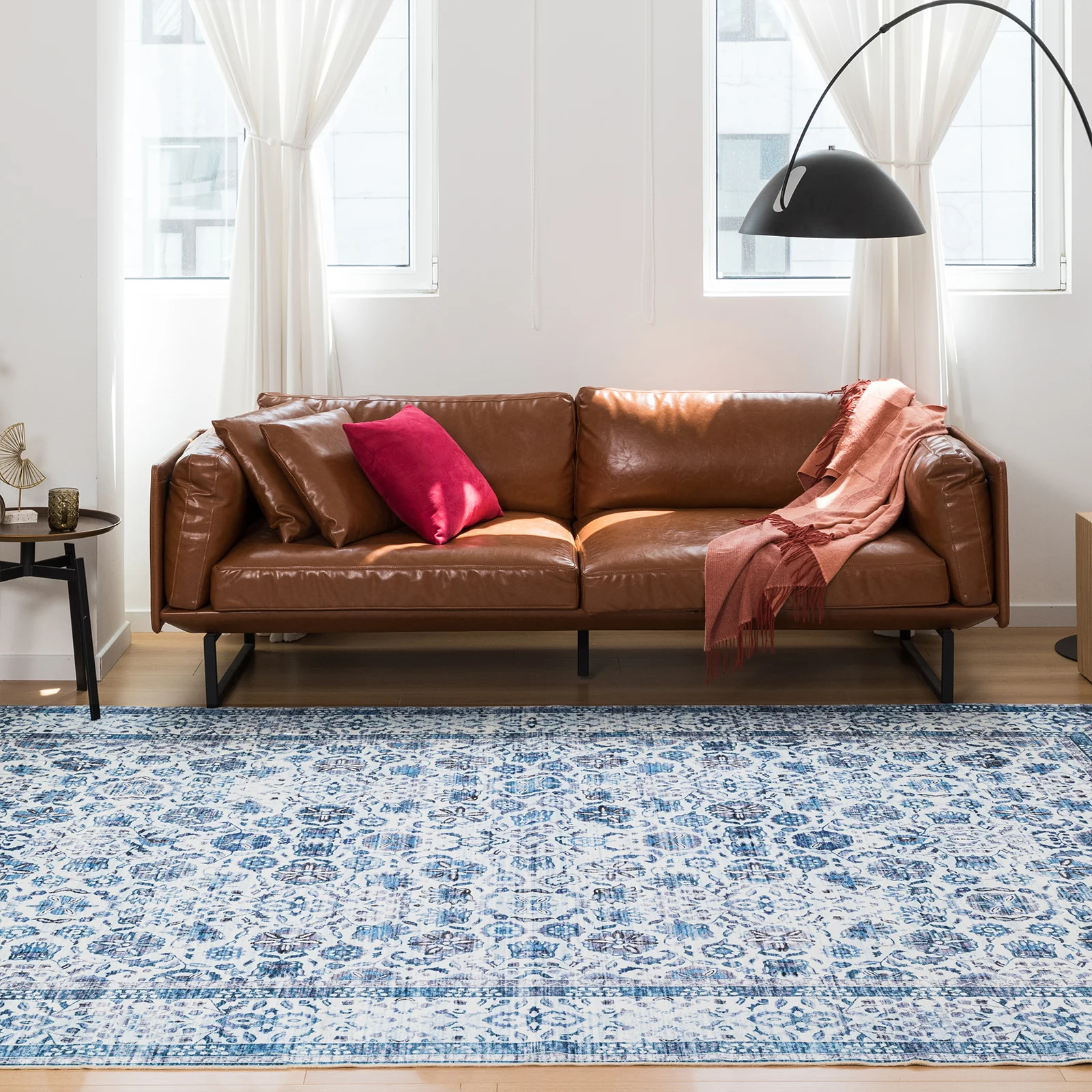 Extra Large Rug Ocean Blue Mandala Beautiful Allover Lounges Carpet Machine Washable Non Slip Mat - Image 15