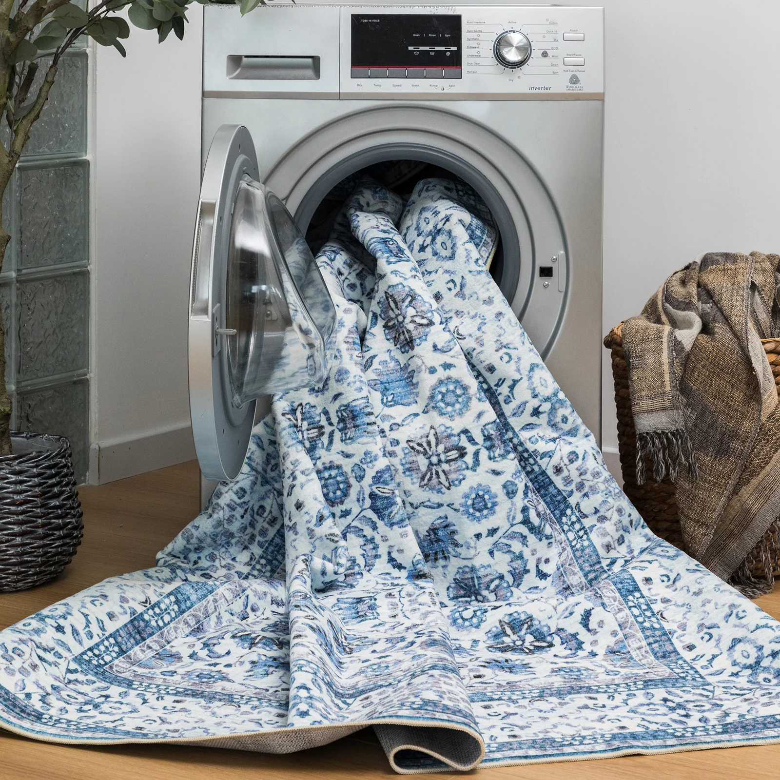 Extra Large Rug Ocean Blue Mandala Beautiful Allover Lounges Carpet Machine Washable Non Slip Mat - Image 22