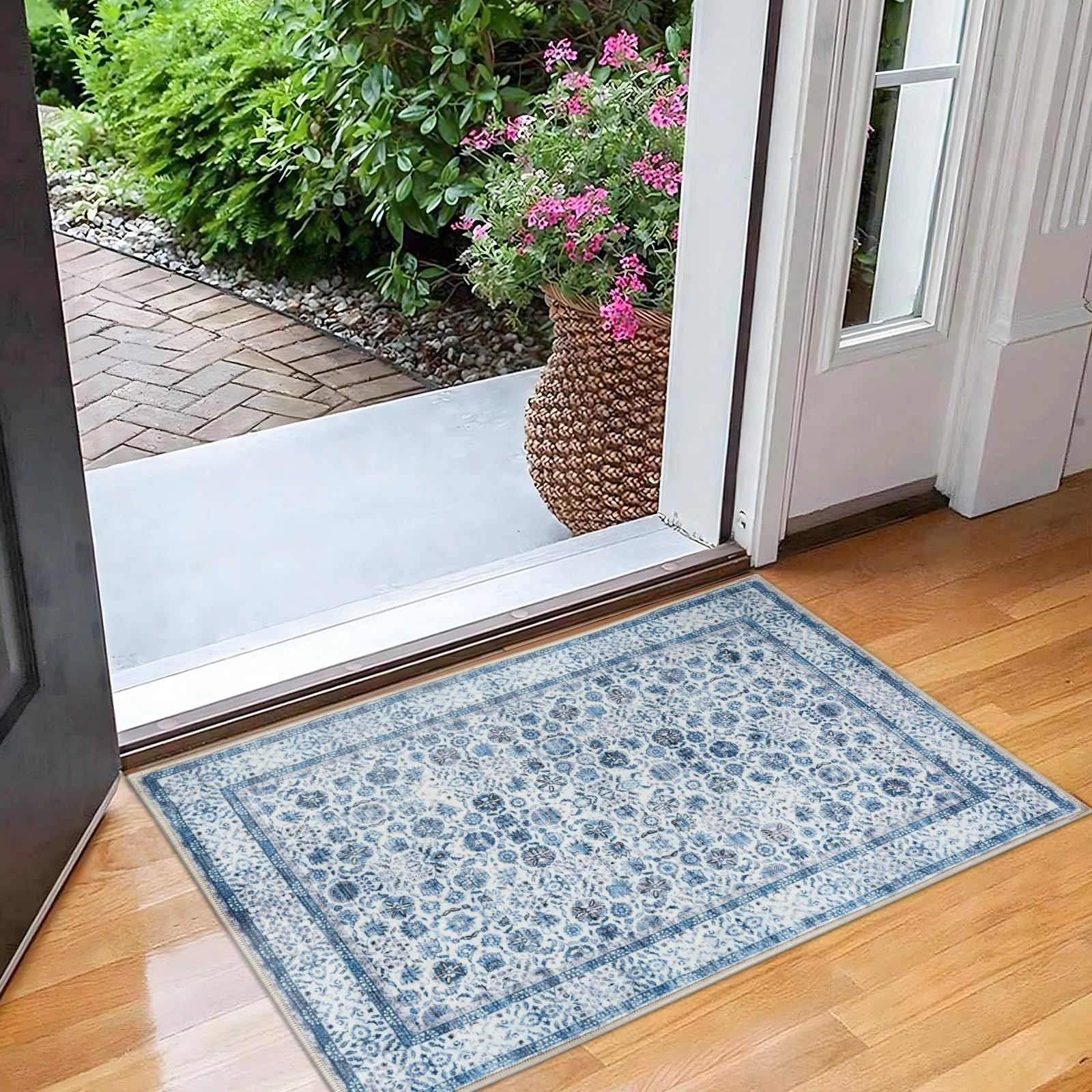 Extra Large Rug Ocean Blue Mandala Beautiful Allover Lounges Carpet Machine Washable Non Slip Mat - Image 8