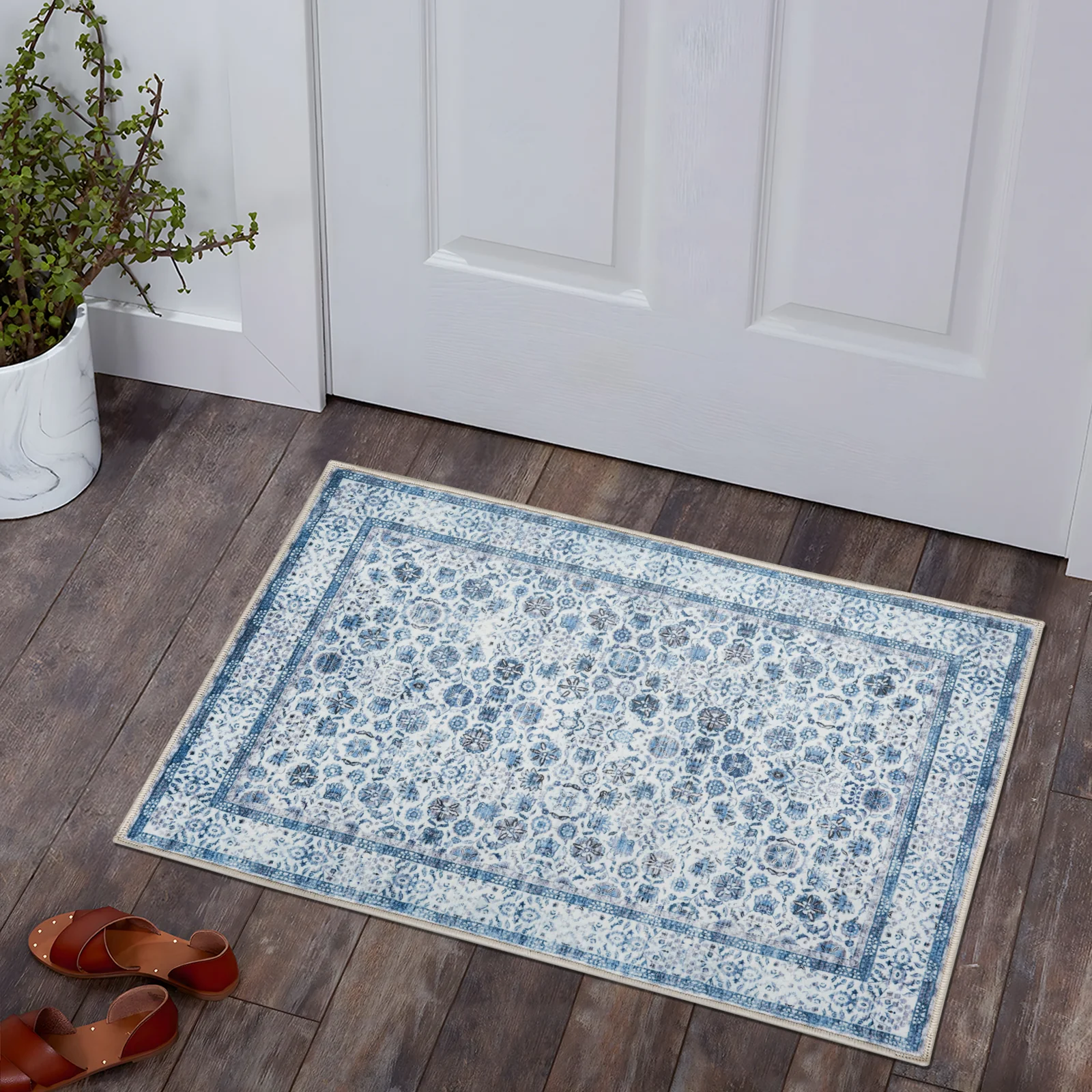 Extra Large Rug Ocean Blue Mandala Beautiful Allover Lounges Carpet Machine Washable Non Slip Mat - Image 9