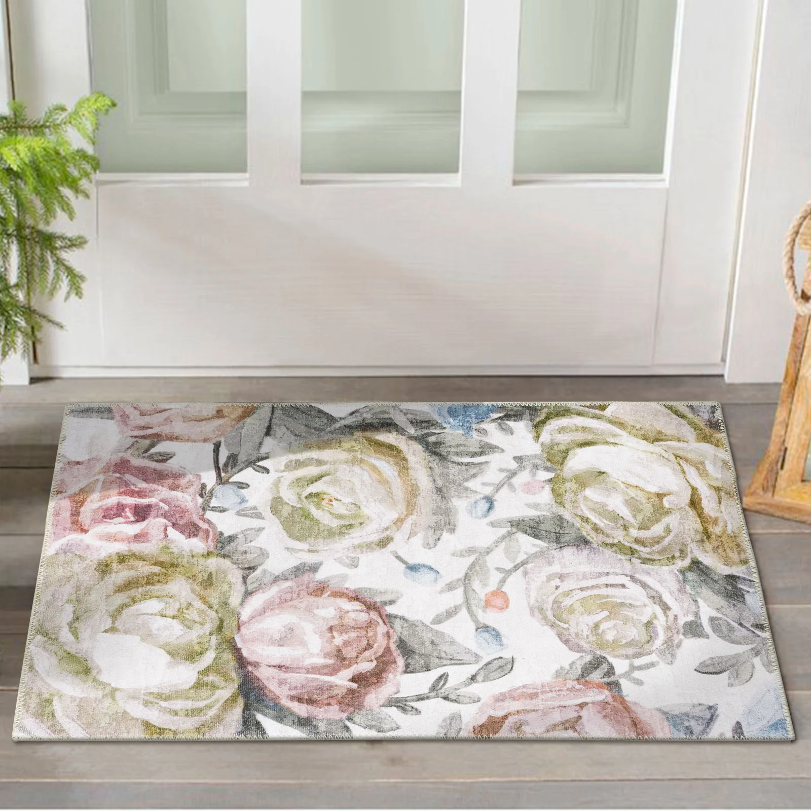 Extra Large Pastel Pink Rug Rose Bloom FLoral Modern Carpet Hallway Runner Rugs Machine Washable - Image 17
