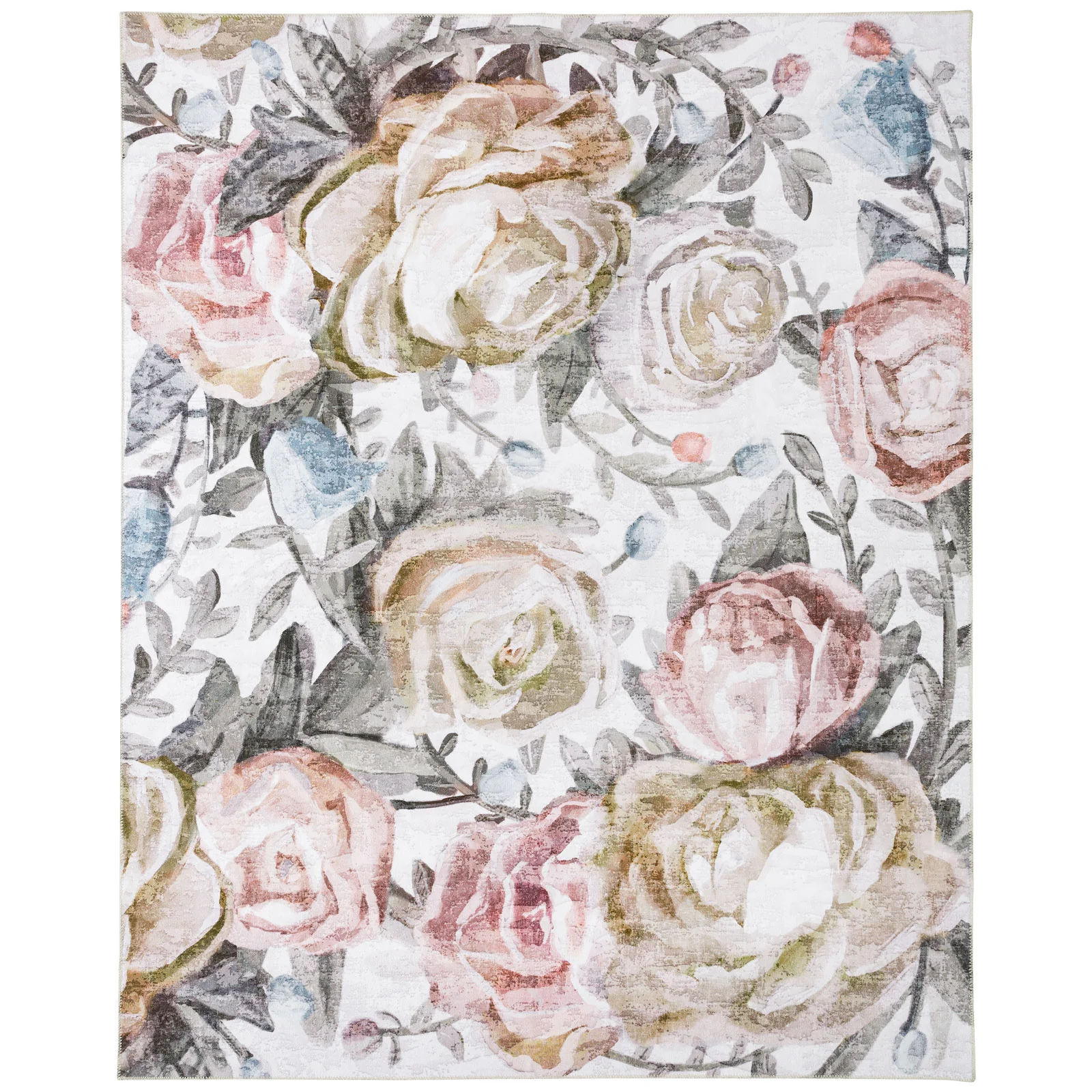 Extra Large Pastel Pink Rug Rose Bloom FLoral Modern Carpet Hallway Runner Rugs Machine Washable - Image 21