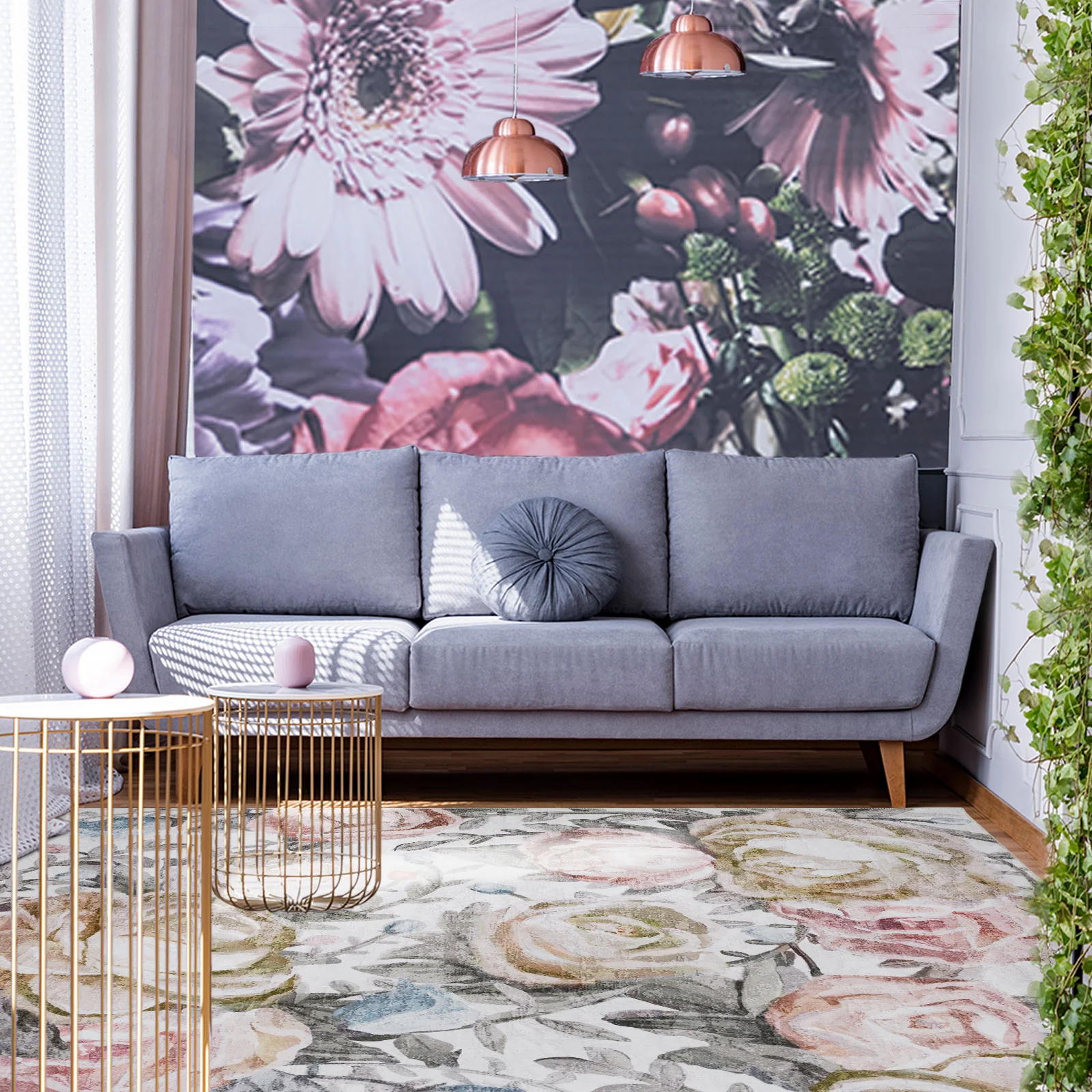 Extra Large Pastel Pink Rug Rose Bloom FLoral Modern Carpet Hallway Runner Rugs Machine Washable - Image 6