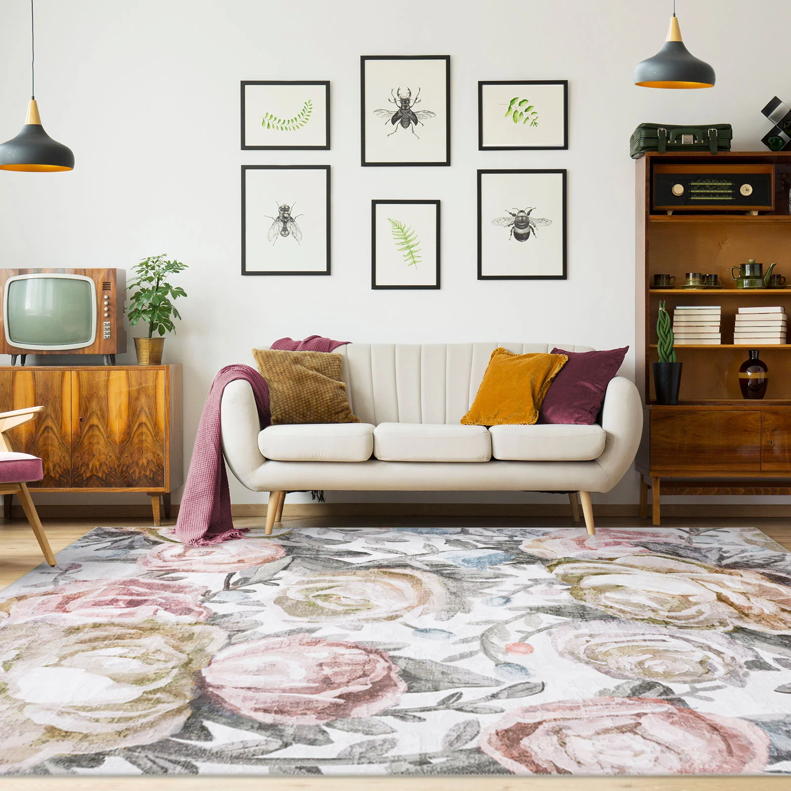 Extra Large Pastel Pink Rug Rose Bloom FLoral Modern Carpet Hallway Runner Rugs Machine Washable - Image 7