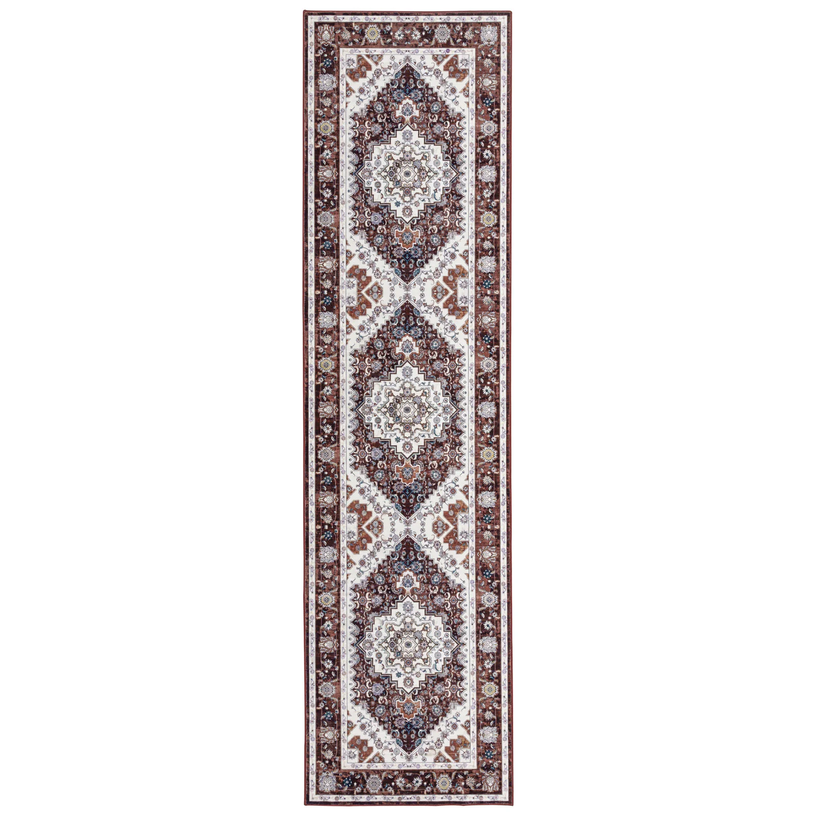 Extra Large Rug Rust Red Soft Plush Daisy Allover Vintage Retro Carpet Machine Washable Mat - Image 10