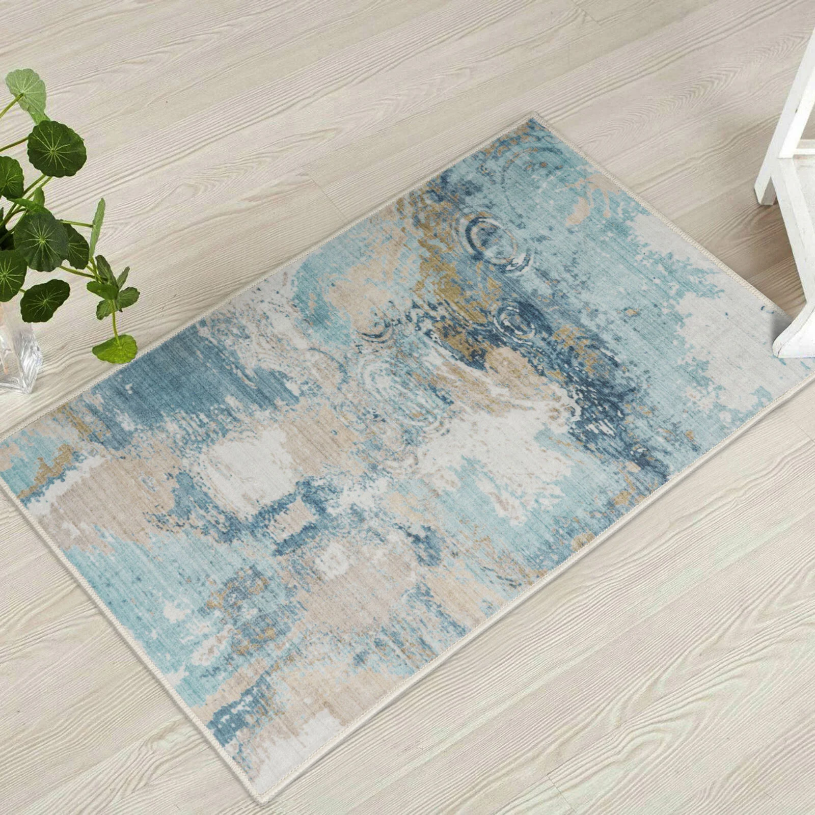 Clearance Extra Large Rug Blue Teal Aqua Soft Plush Modern Abstract Carpet Machine Washable Hall Runner Shag Mat - Image 10