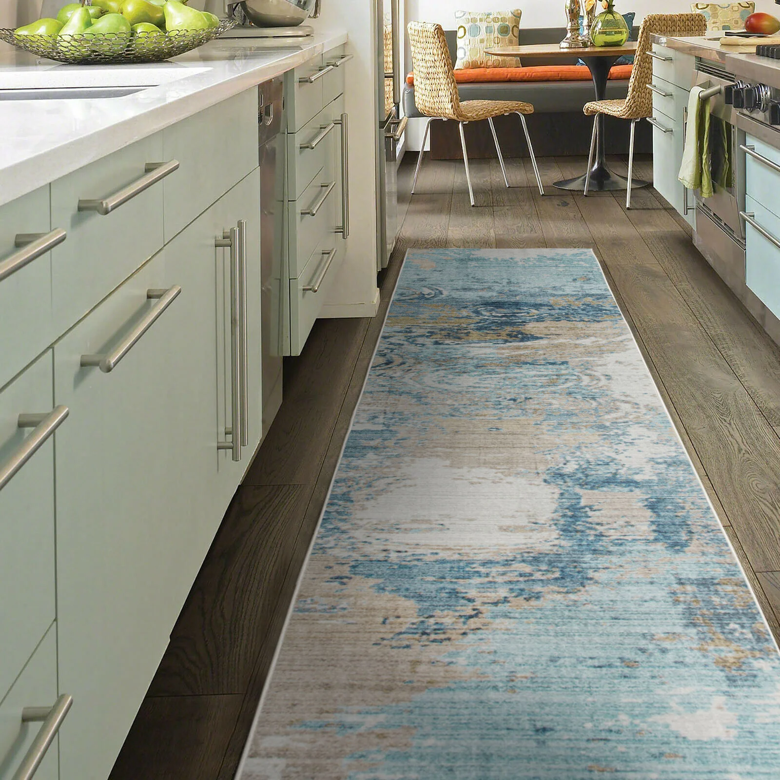 Clearance Extra Large Rug Blue Teal Aqua Soft Plush Modern Abstract Carpet Machine Washable Hall Runner Shag Mat - Image 11