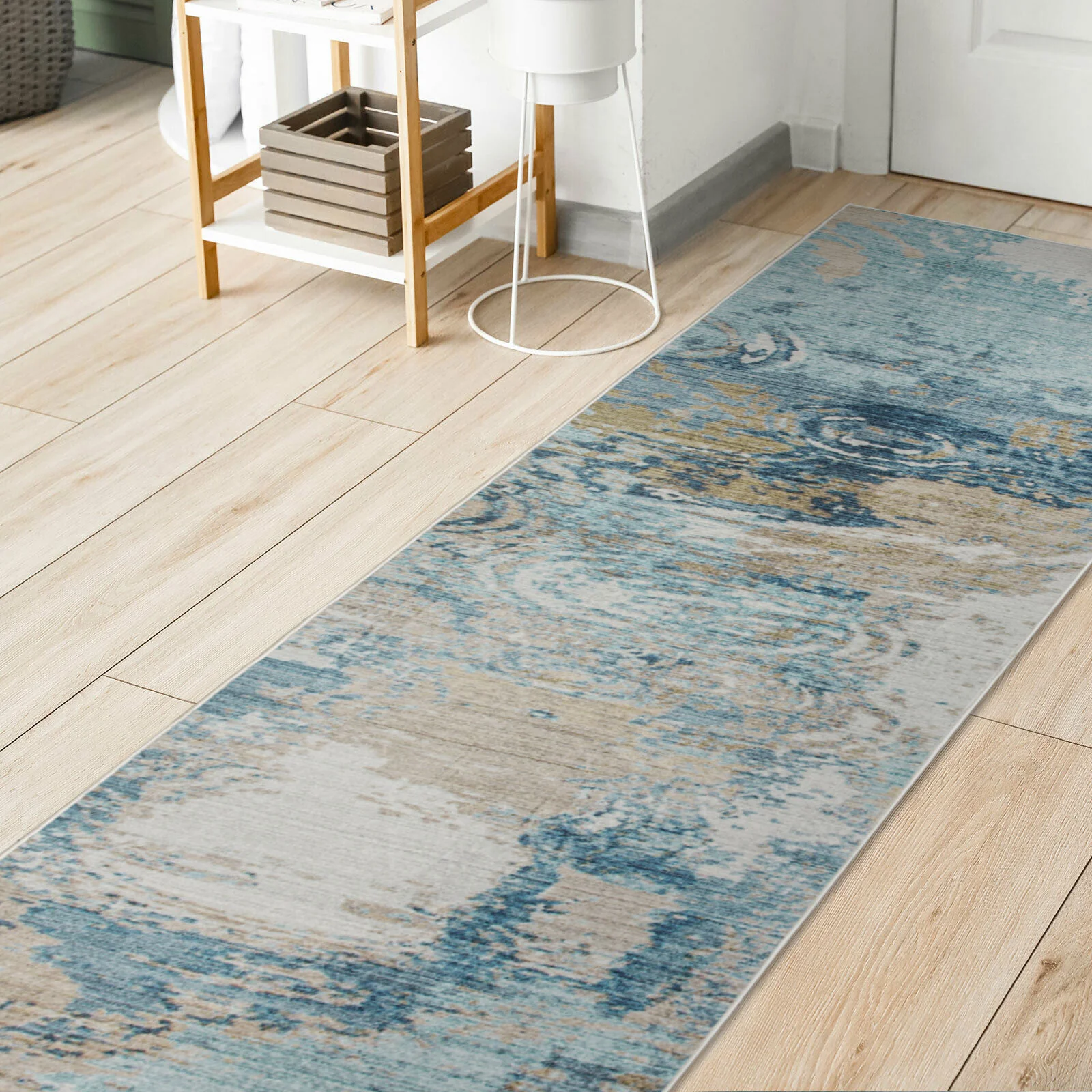 Clearance Extra Large Rug Blue Teal Aqua Soft Plush Modern Abstract Carpet Machine Washable Hall Runner Shag Mat - Image 12