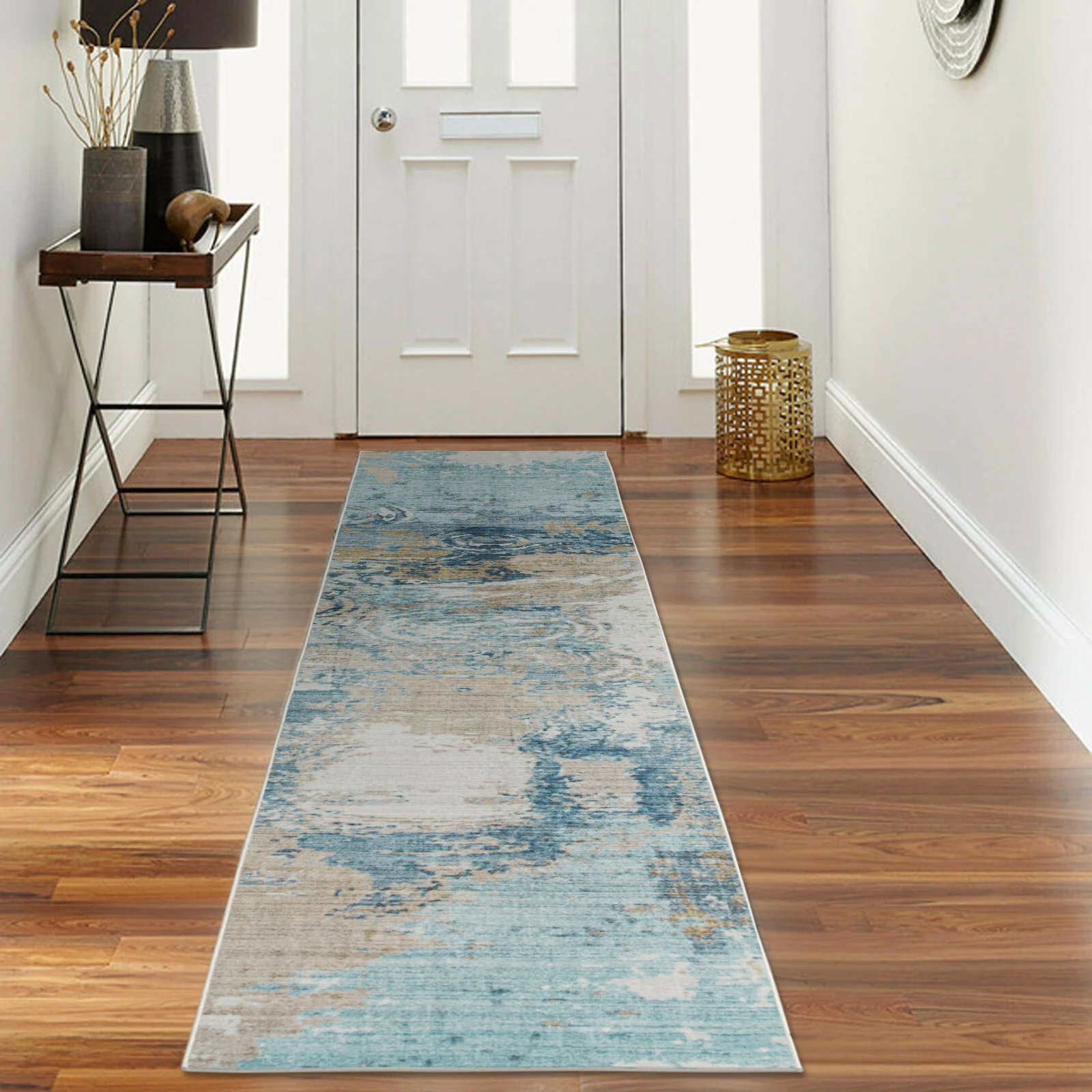 Clearance Extra Large Rug Blue Teal Aqua Soft Plush Modern Abstract Carpet Machine Washable Hall Runner Shag Mat - Image 13