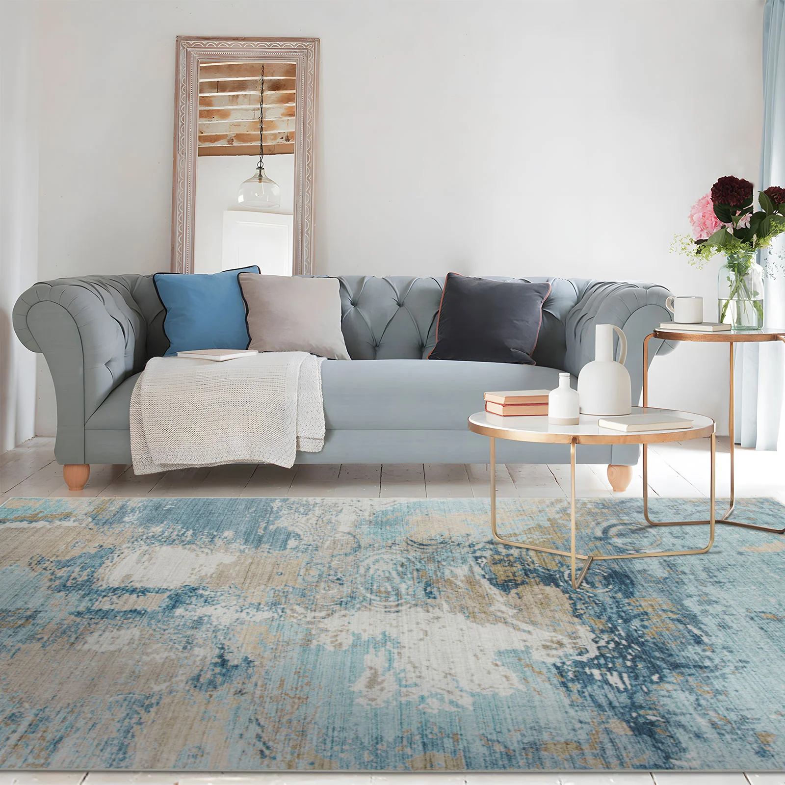 Clearance Extra Large Rug Blue Teal Aqua Soft Plush Modern Abstract Carpet Machine Washable Hall Runner Shag Mat - Image 5