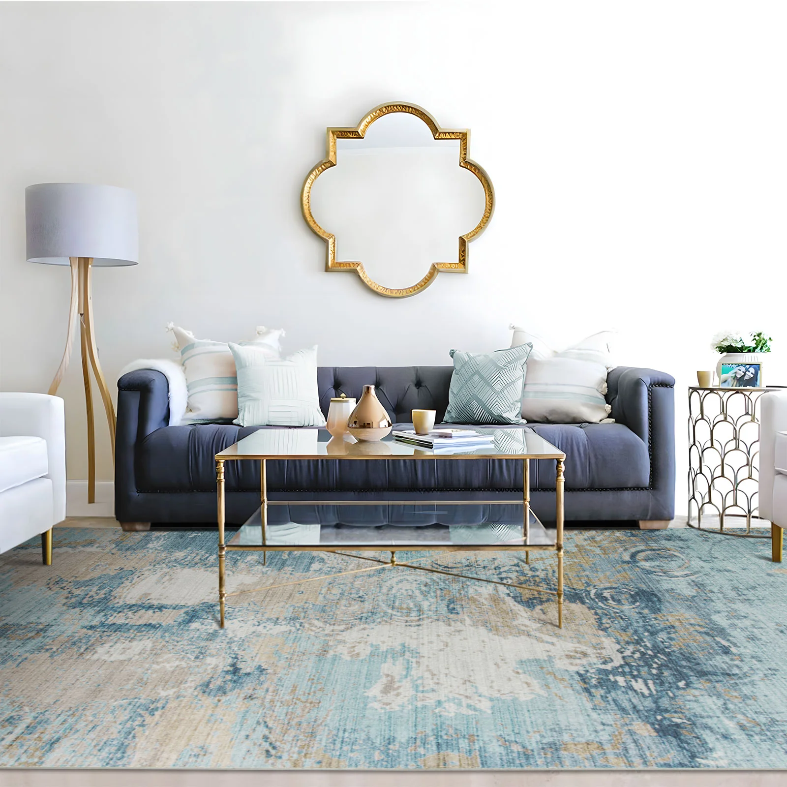 Clearance Extra Large Rug Blue Teal Aqua Soft Plush Modern Abstract Carpet Machine Washable Hall Runner Shag Mat - Image 7