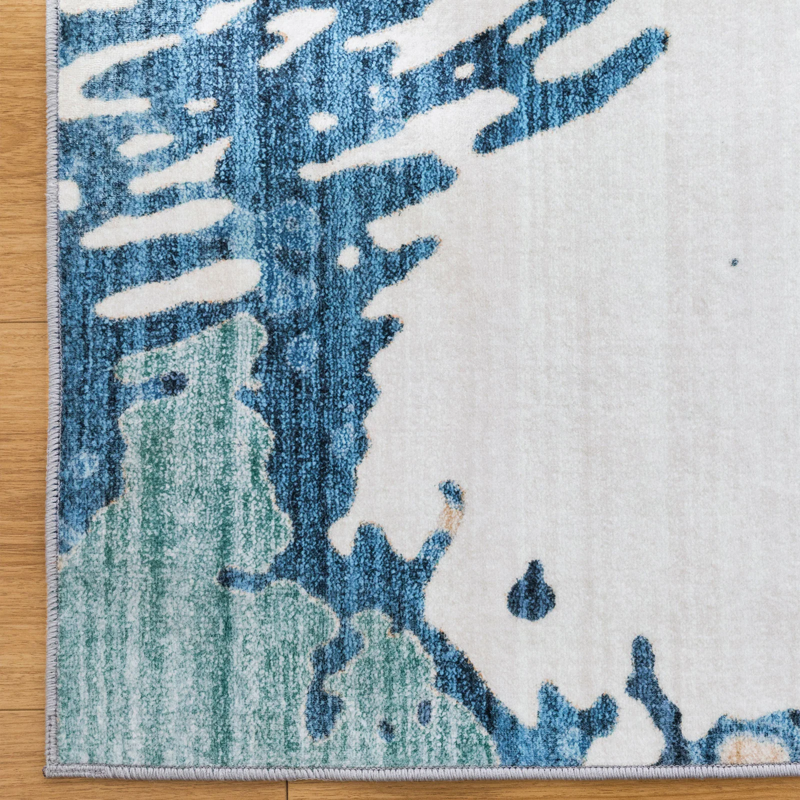 Extra Large Rug Coastal Theme Blue Teal Aqua Soft Beautiful Modern Abstract Carpet Machine Washable Plush Mat - Image 12