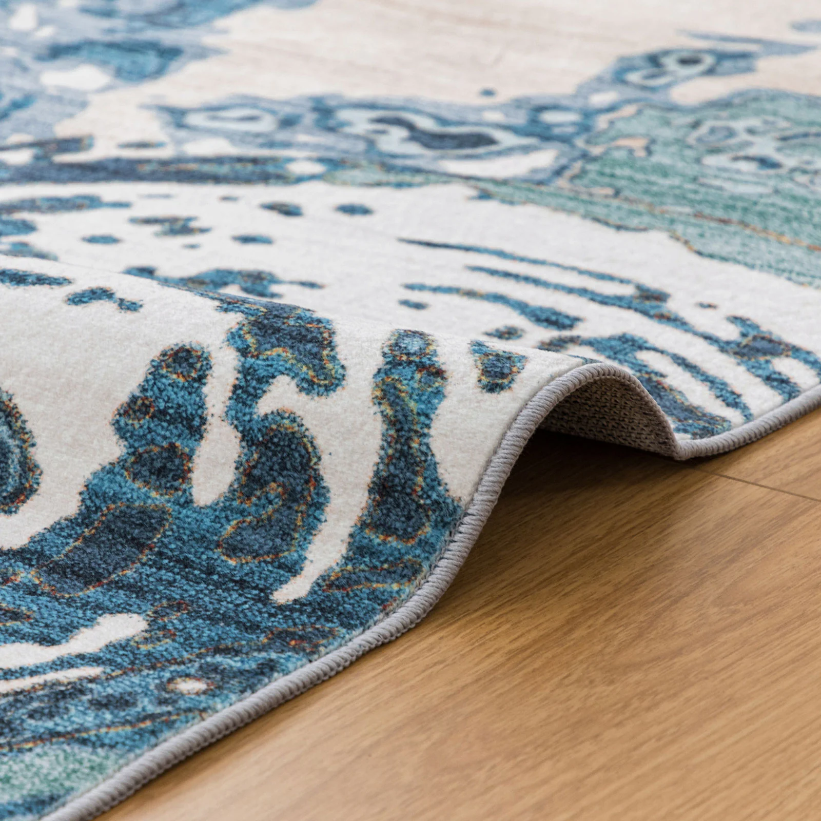 Extra Large Rug Coastal Theme Blue Teal Aqua Soft Beautiful Modern Abstract Carpet Machine Washable Plush Mat - Image 13