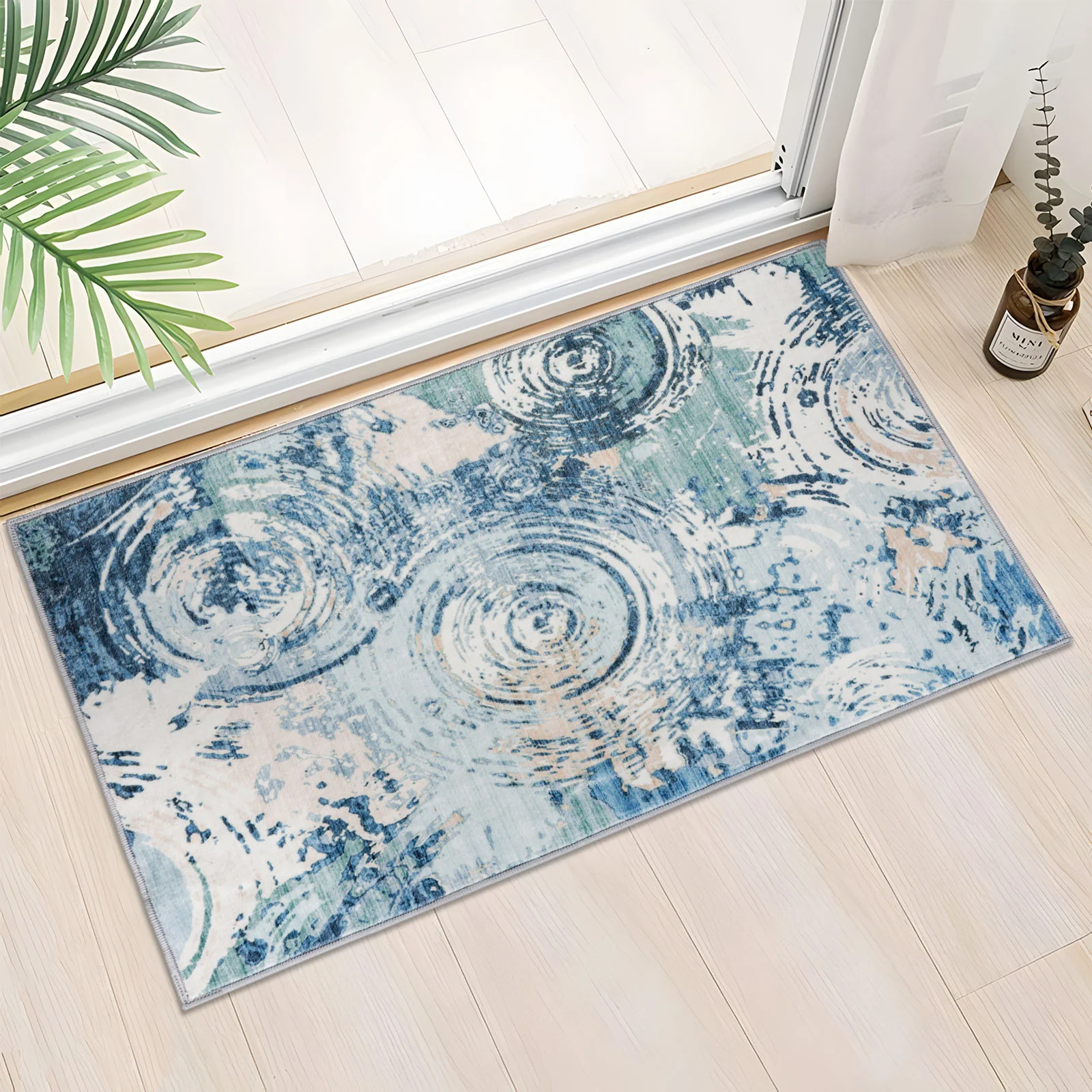 Extra Large Rug Coastal Theme Blue Teal Aqua Soft Beautiful Modern Abstract Carpet Machine Washable Plush Mat - Image 22