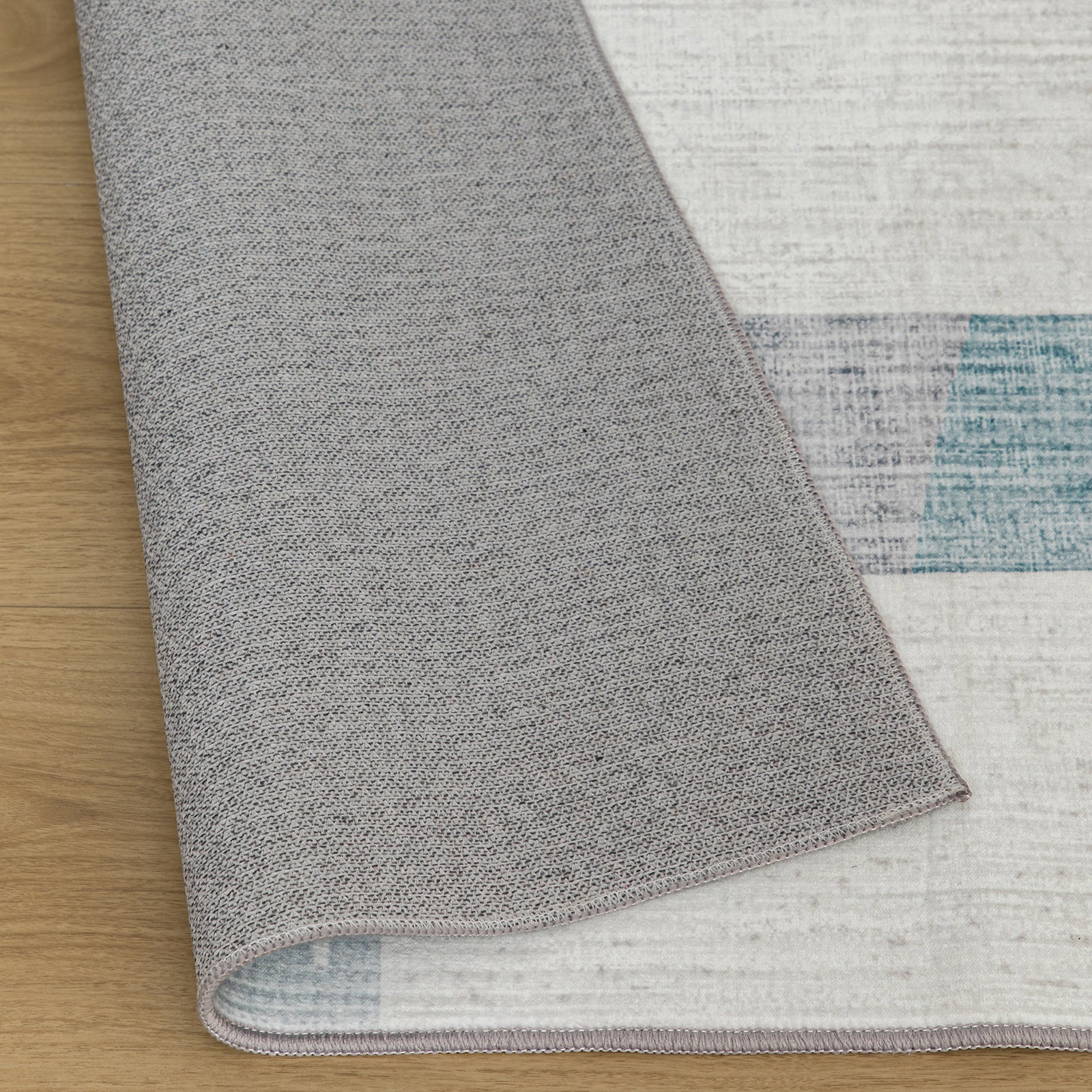 Extra Large Floor Rug Blue Grey Ivory Checked Modern Geometric Carpet Machine Washable Mat - Image 20