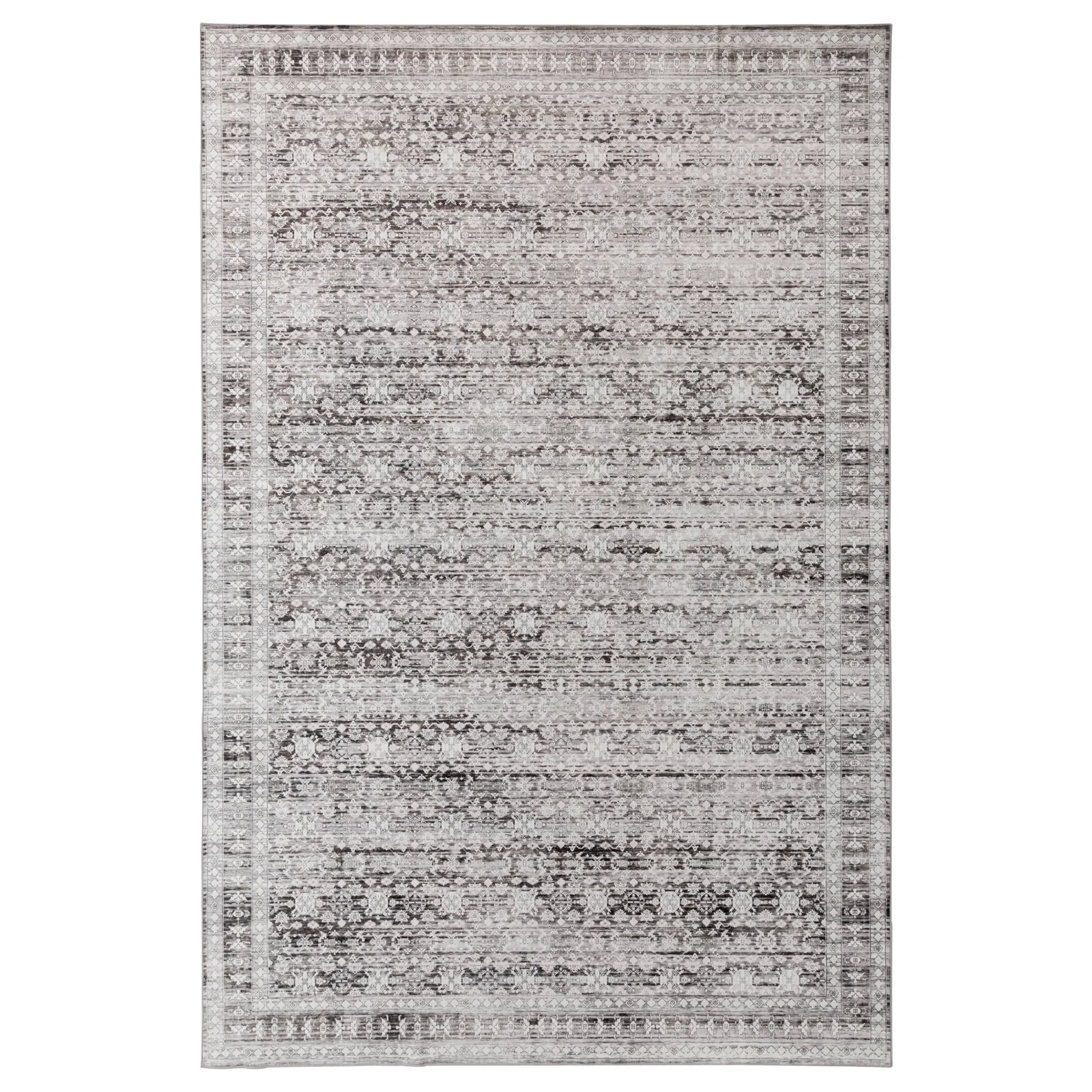 Extra Large Floor Rug Light Gray Soft Distressed Striped Neutral Modern Carpet Machine Washable Rugs - Image 14