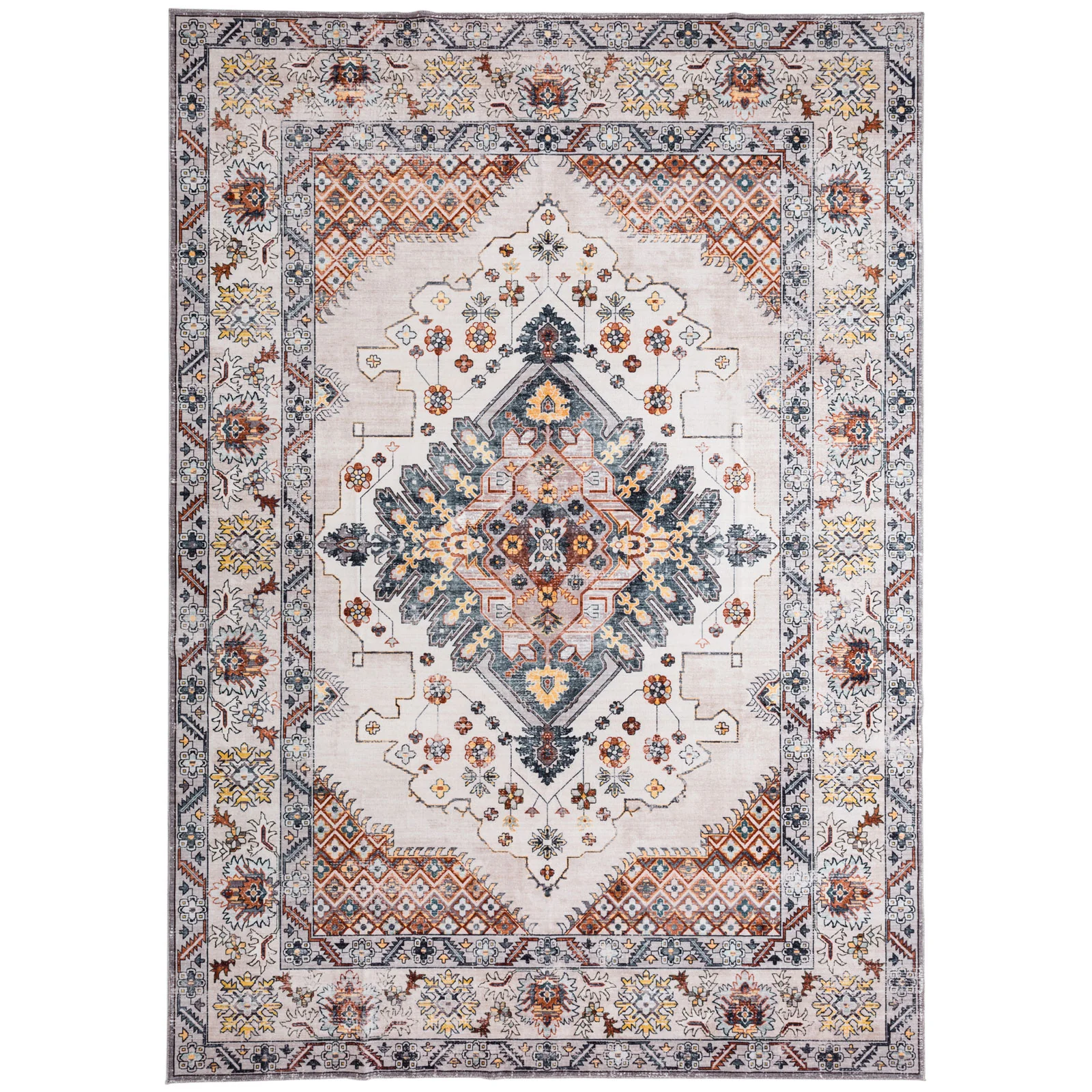 Extra Large Rug Gold Ivory Charming Blossom Medallion Lounges Carpet Runner Rugs Machine Washable - Image 12