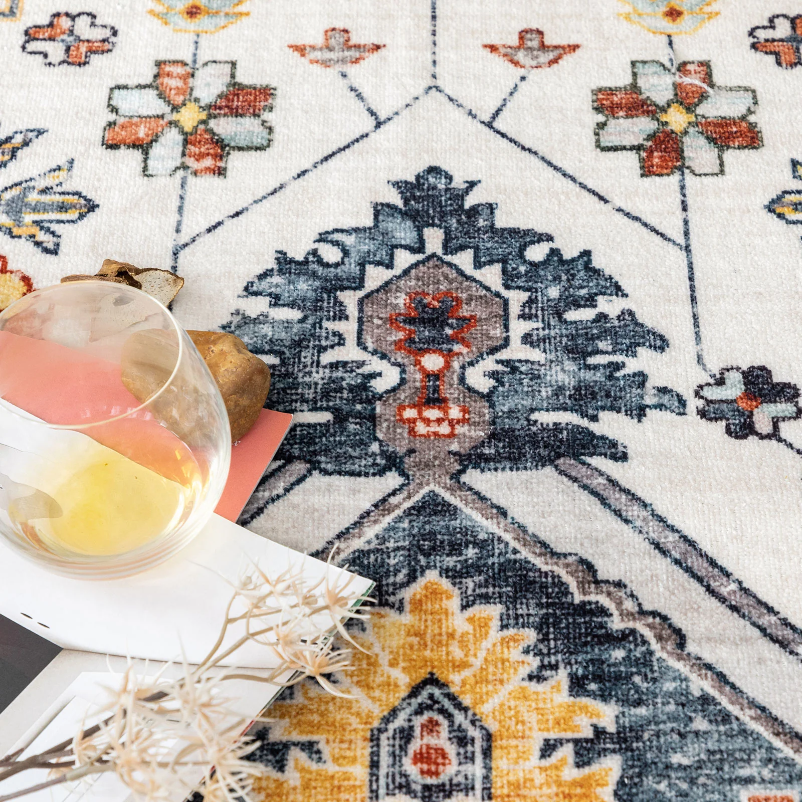 Extra Large Rug Gold Ivory Charming Blossom Medallion Lounges Carpet Runner Rugs Machine Washable - Image 14